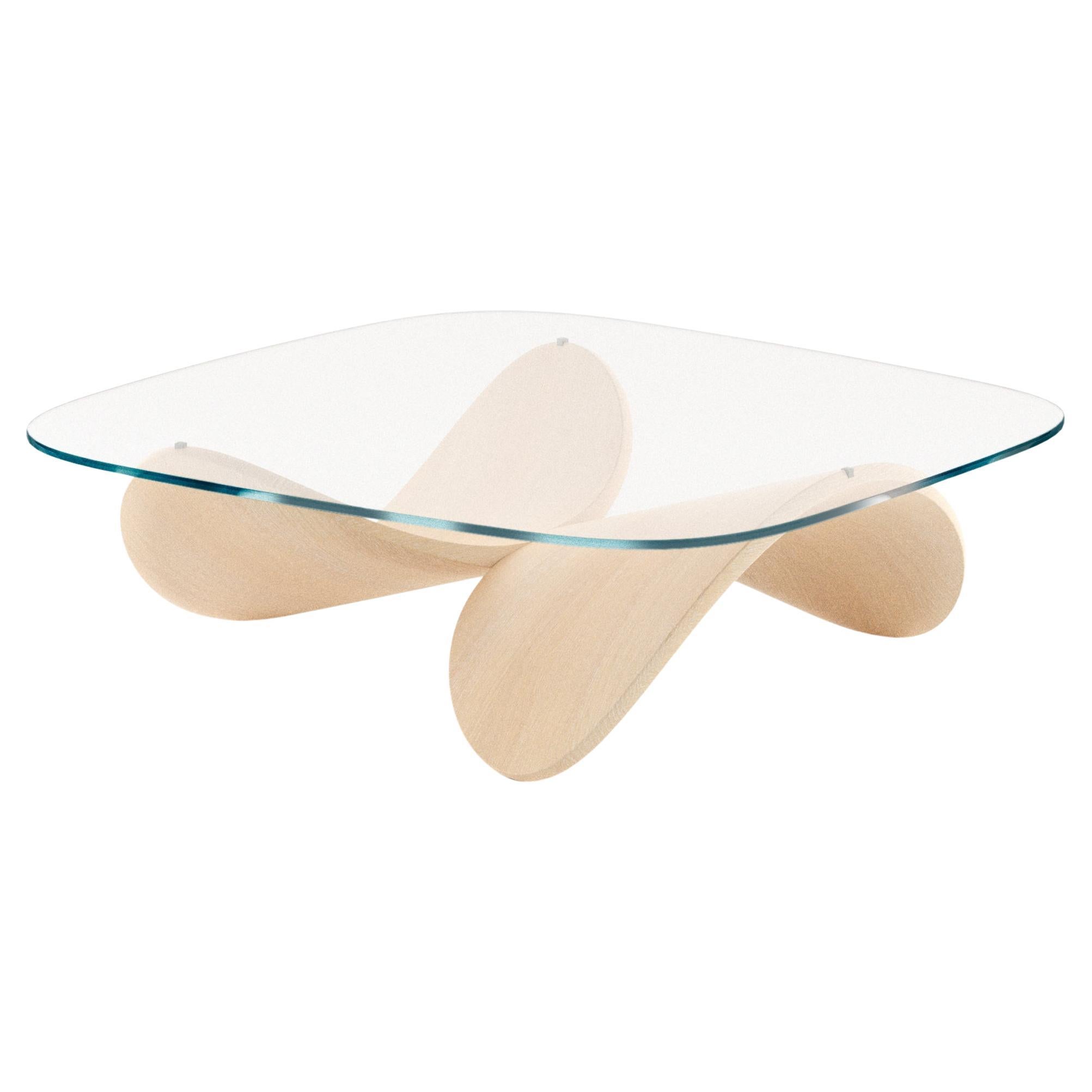Sandro Lopez's Sculptural Coffee Table in Bent Solid Wood, Natural Ash, Italy