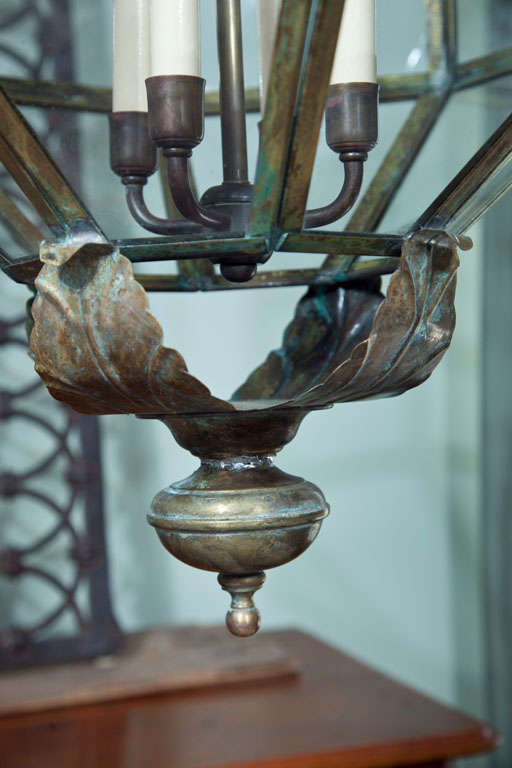 Italian Brass Acanthus Lantern In Excellent Condition In Westport, CT