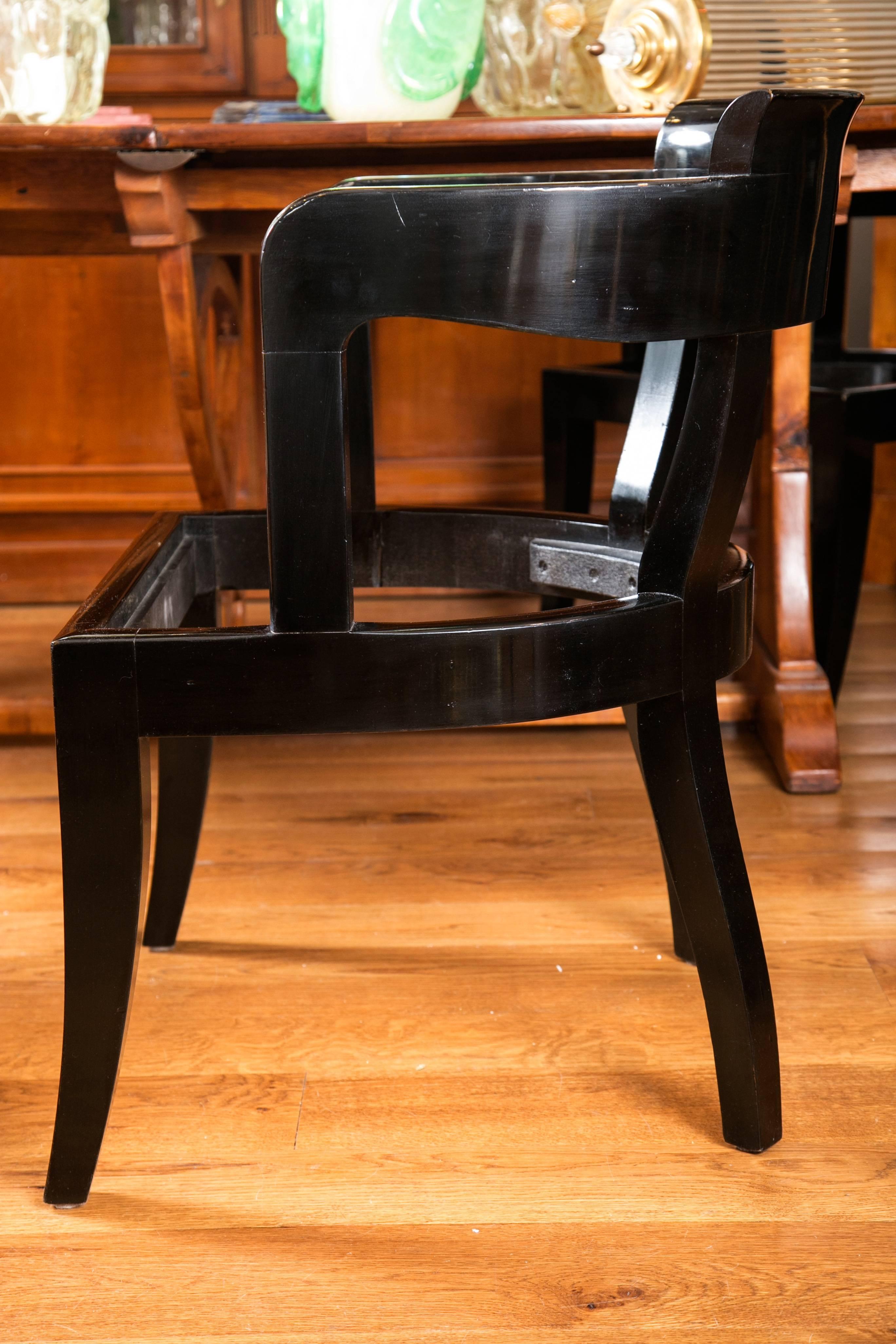 Mid-20th Century Set of Ten Modernist Black Lacquered Dining Chairs