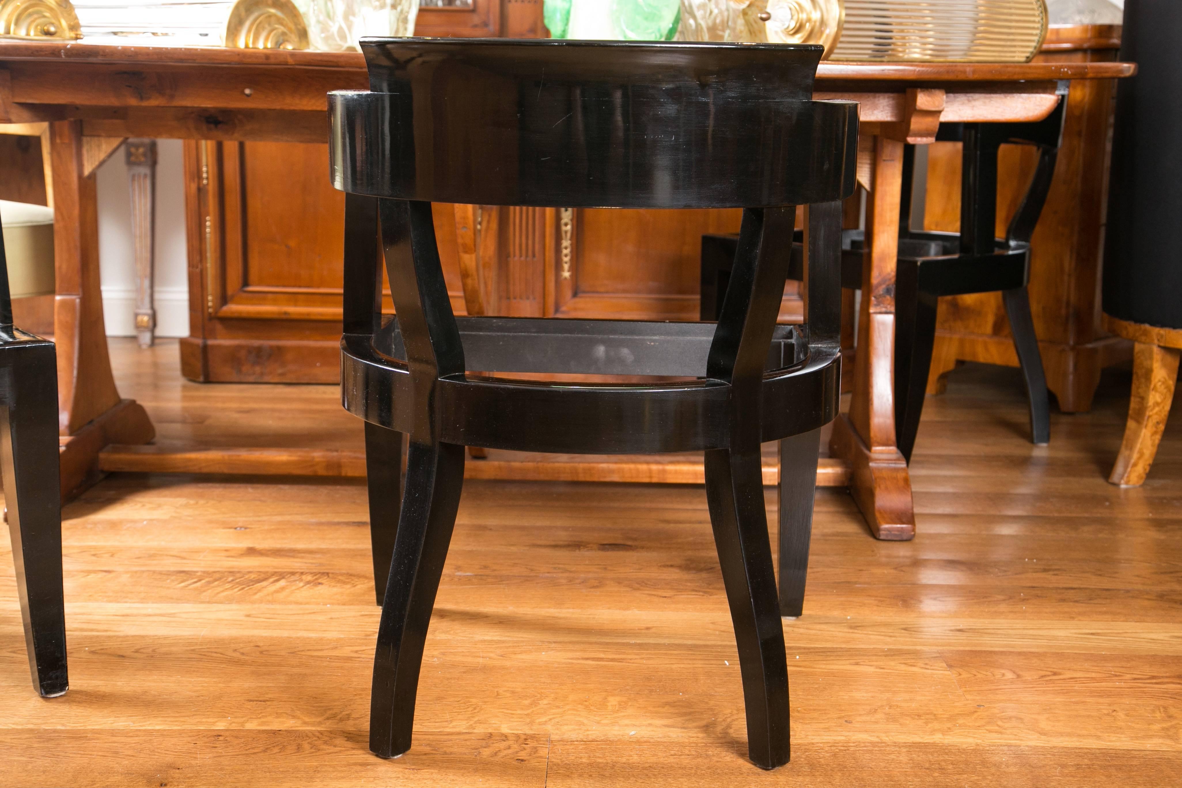 Set of Ten Modernist Black Lacquered Dining Chairs 4