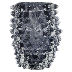 Sculptural Modern Murano Blown Rostrato Vase in Dark Amethyst