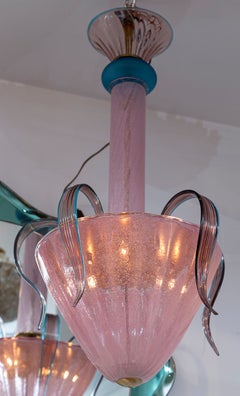 Vintage Plum & Turquoise Leaf Ceiling Fixture