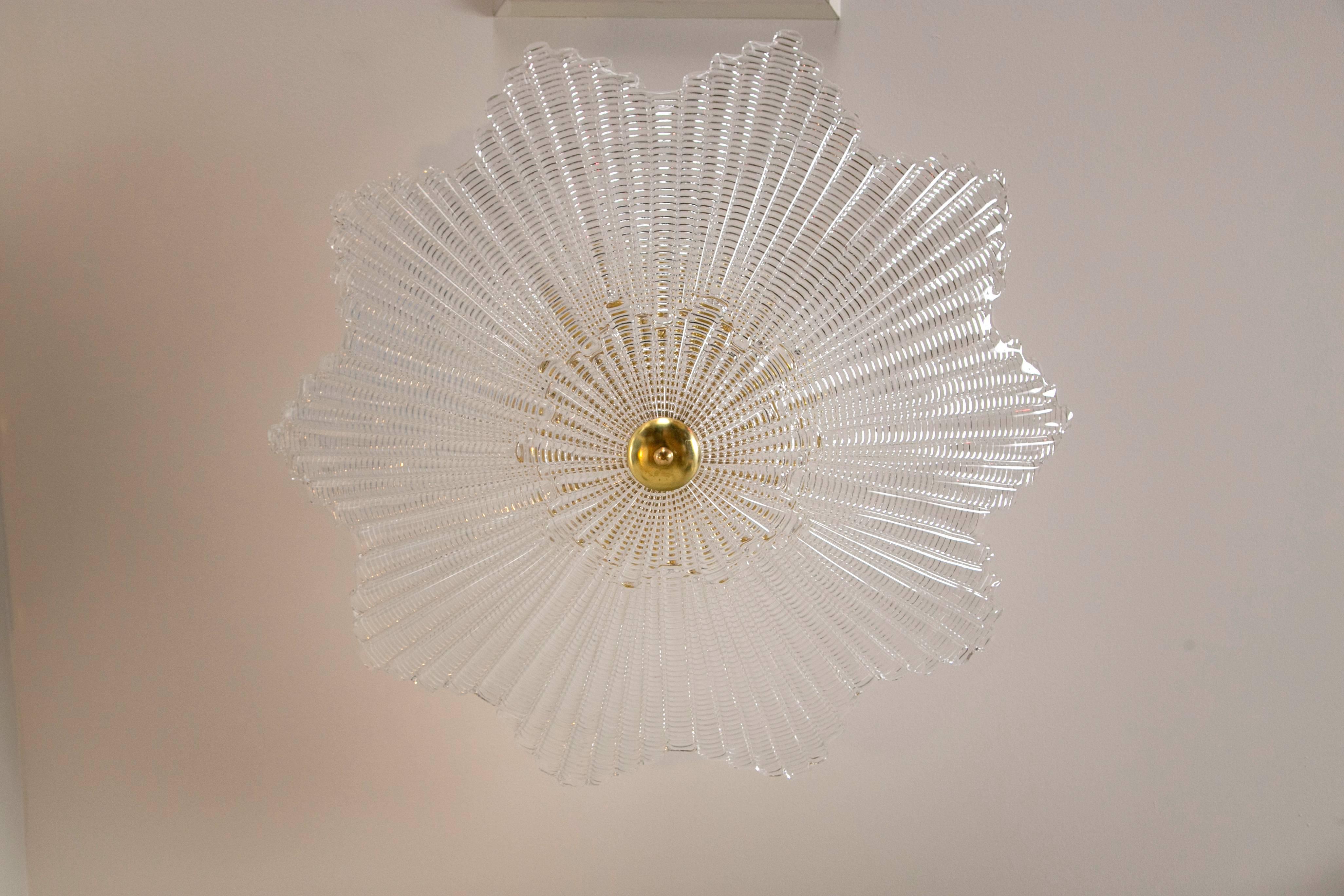 Blown Glass Large Murano Star-Shaped Ceiling Fixture