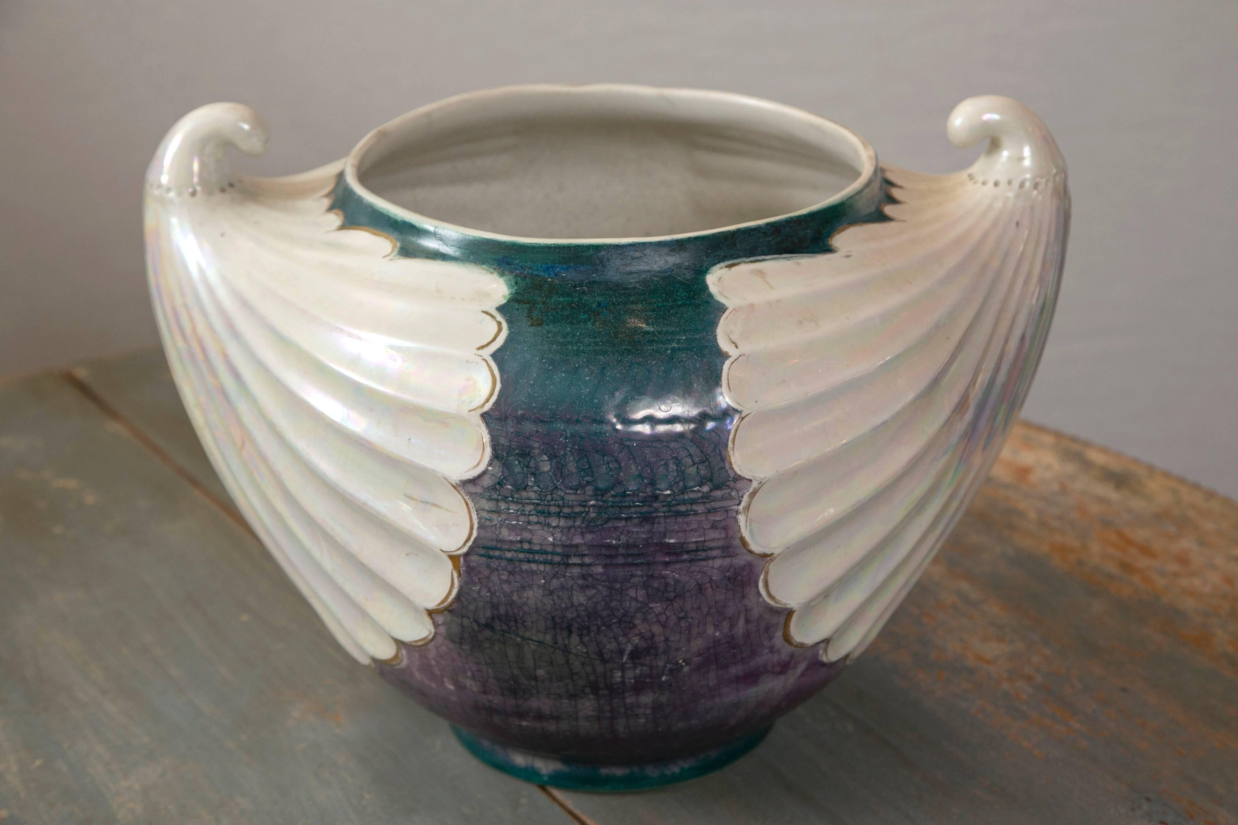 Italian Large Art Nouveau Ceramic Glazed Pot by Christopher Dressner For Sale