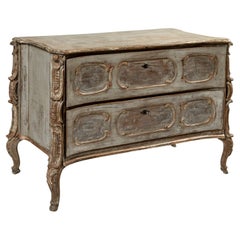 Cassettiera concava dipinta in grigio baltico del XVIII secolo