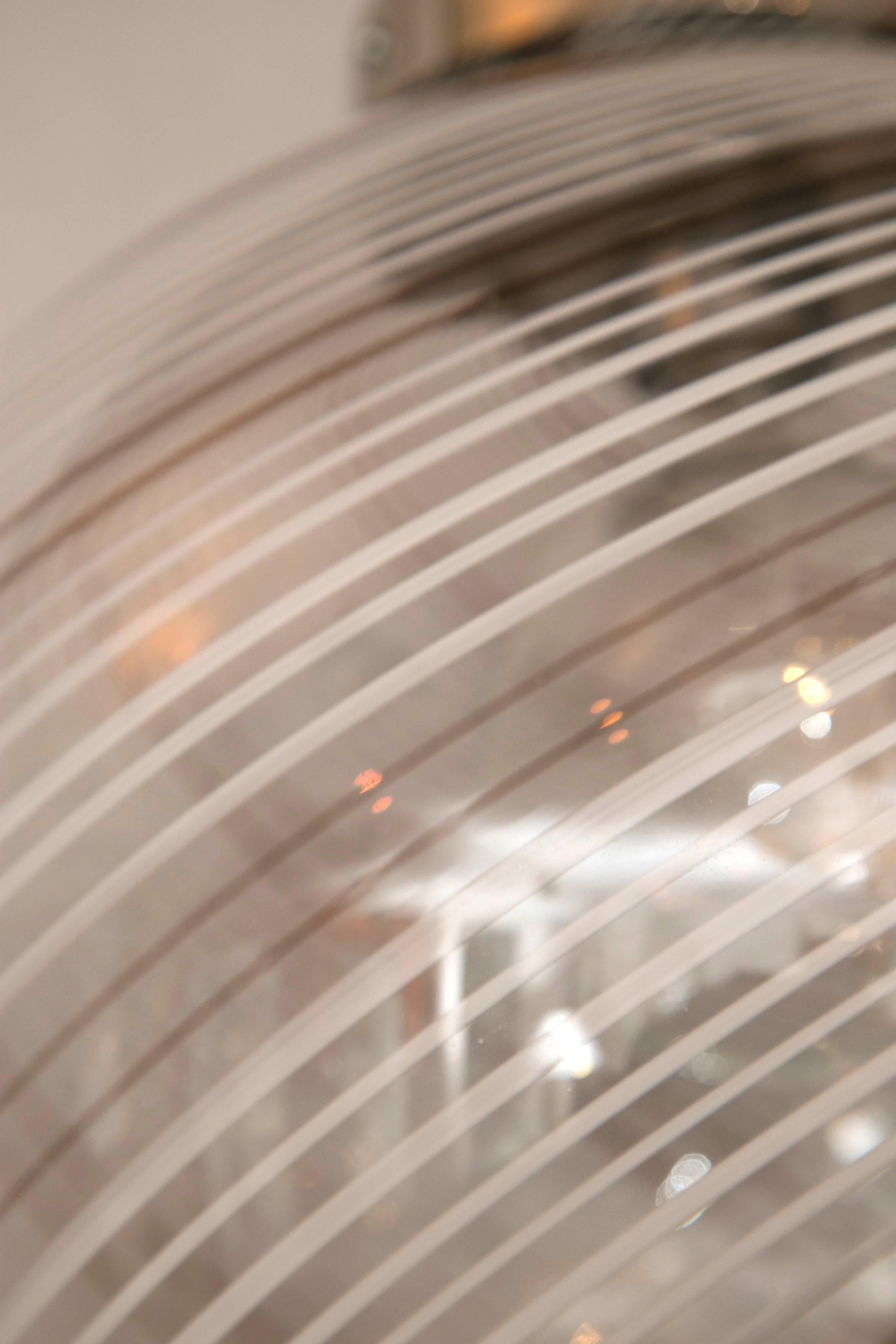 Italian Murano Blown Swirl Globe Ceiling Fixture 