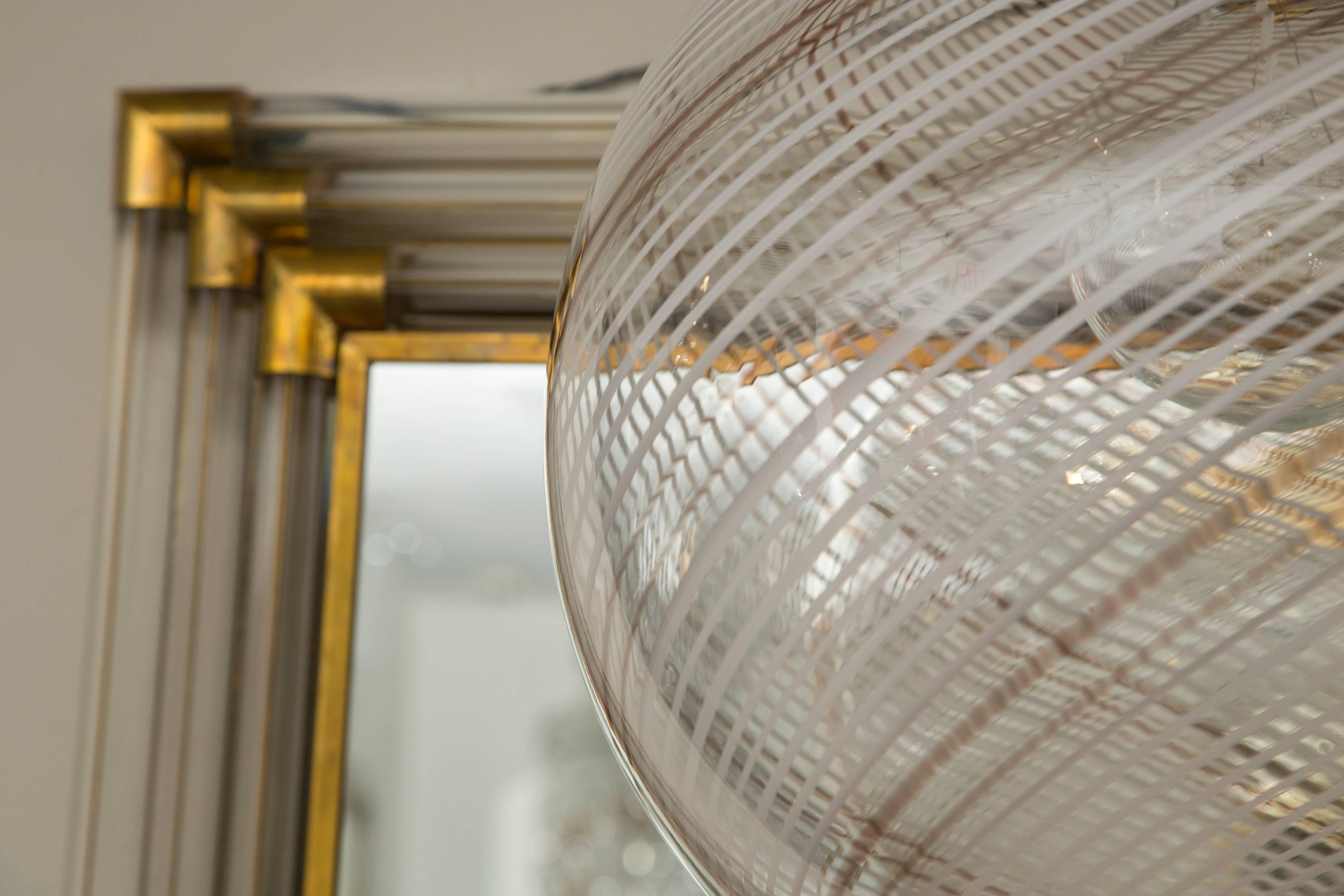 Contemporary Murano Blown Swirl Globe Ceiling Fixture 