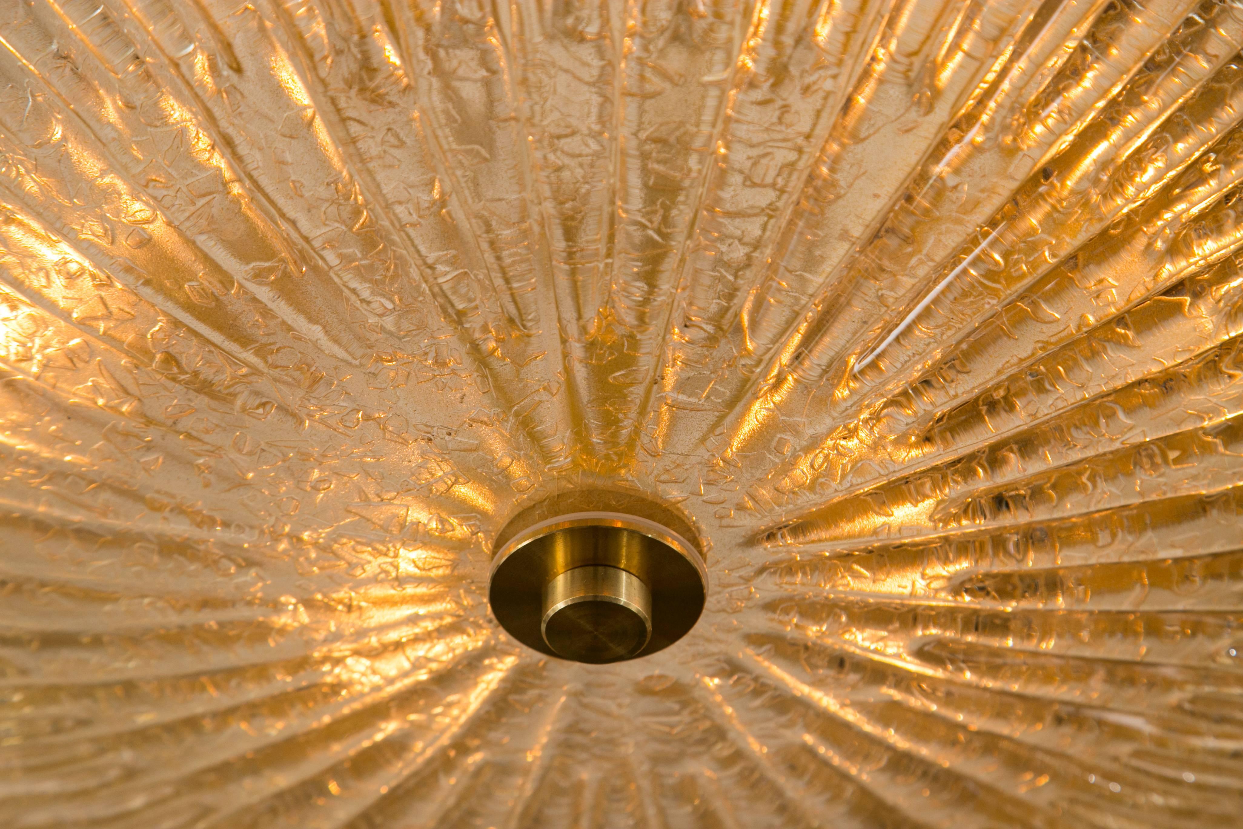 Modern Large Murano Champagne Blown Ceiling Fixture