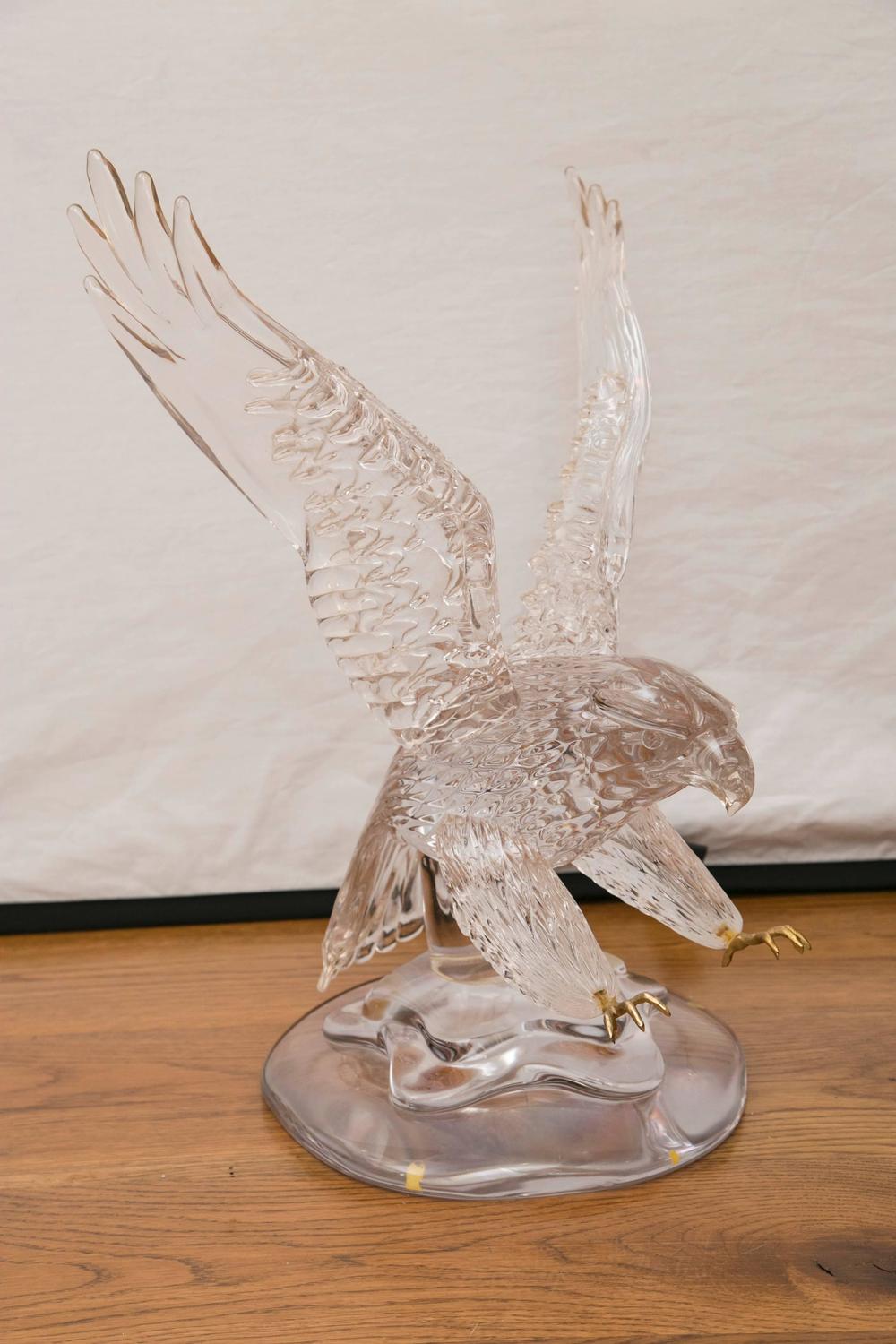 Large Vintage Glass Blown American Bald Eagle Sculpture by Pino