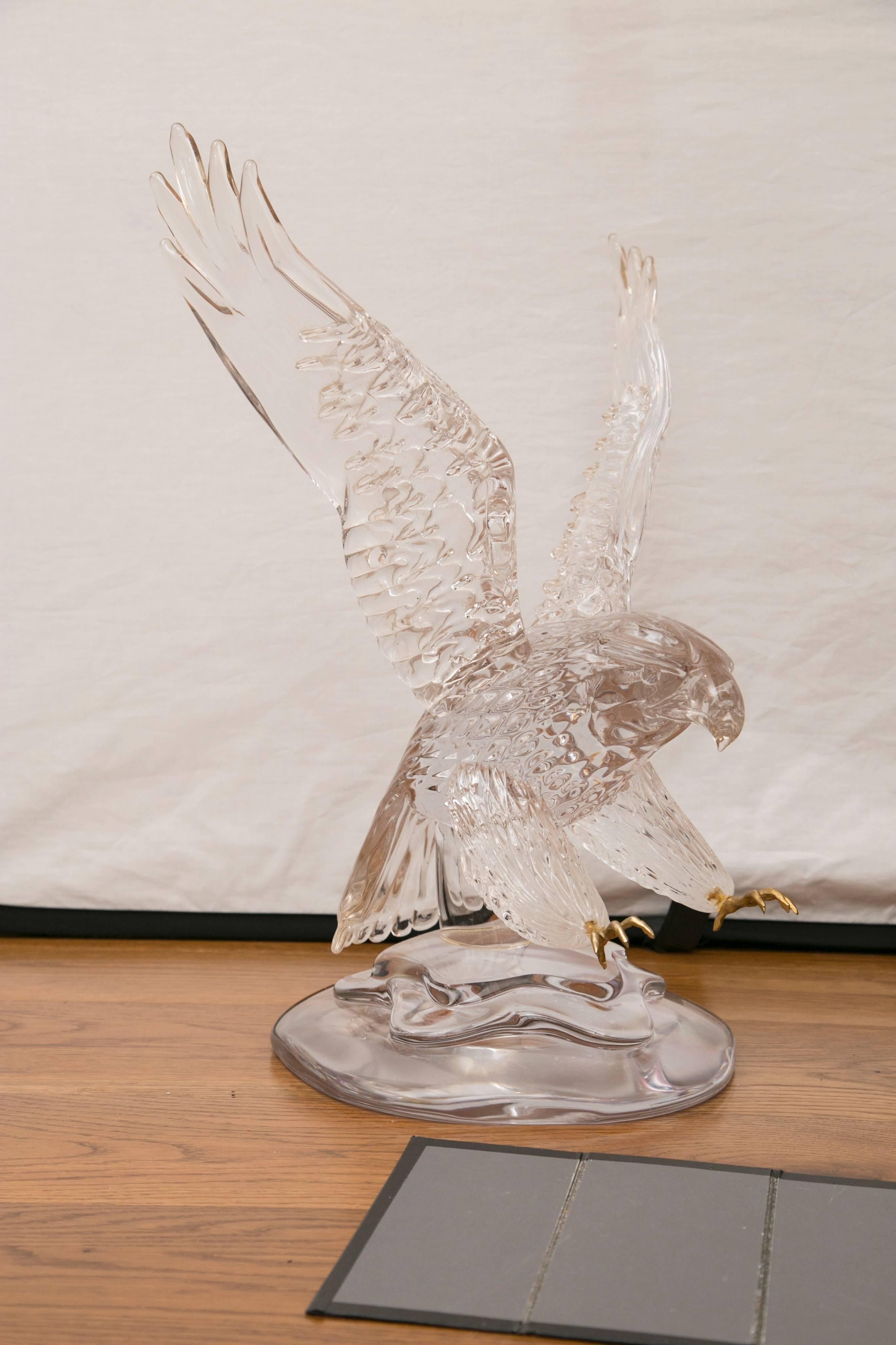 Modern Large Vintage Glass Blown American Bald Eagle Sculpture by Pino Signoretto