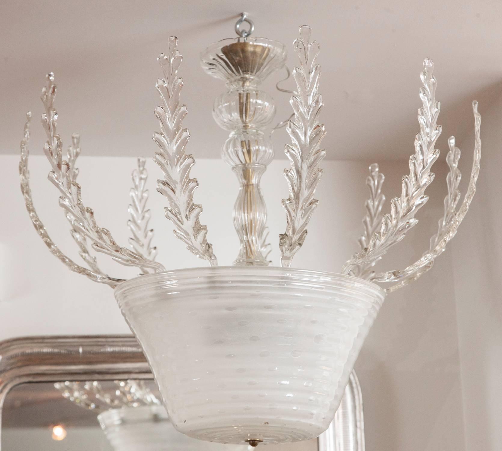 Mid Century Murano Blown Ceiling Light by Barovier  In Excellent Condition In Westport, CT