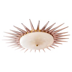 Large Italian Modernist Murano Starburst Near Flushmount, Contemporary
