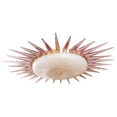 Large Italian Modernist Murano Starburst Near Flushmount, Contemporary