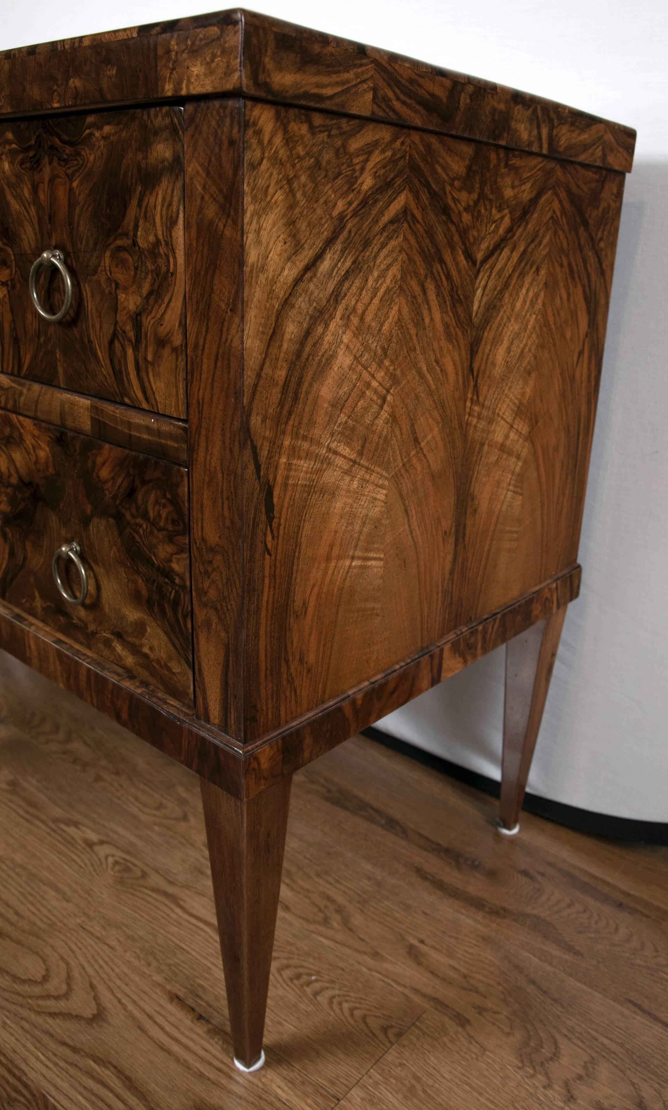 Mid-19th Century Large Pair Of Neoclassical Biedermeier Chests In Walnut 