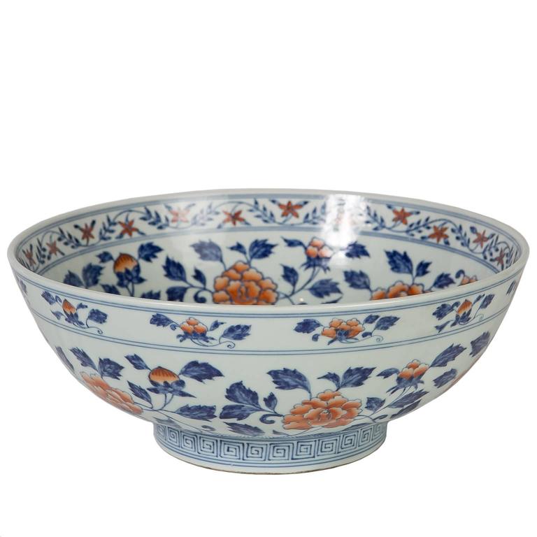 Chinese Bowl with Peony Scroll Decoration at 1stDibs