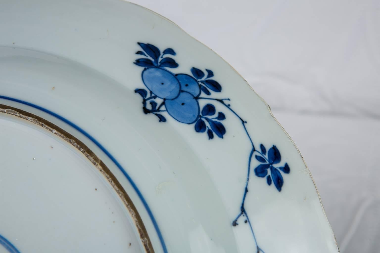 blue and white charger plates