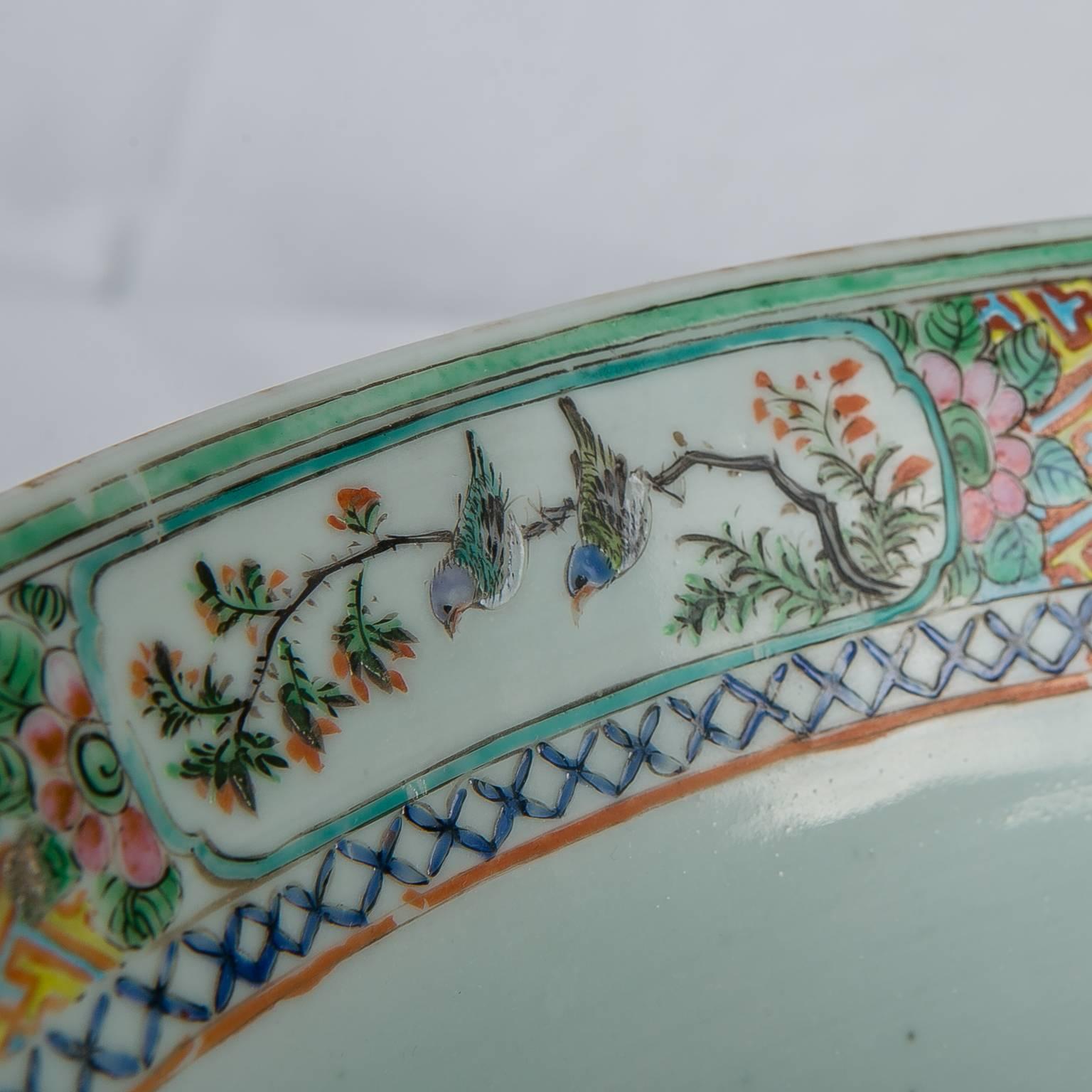 Antique Chinese Porcelain Punch Bowl In Excellent Condition In Katonah, NY