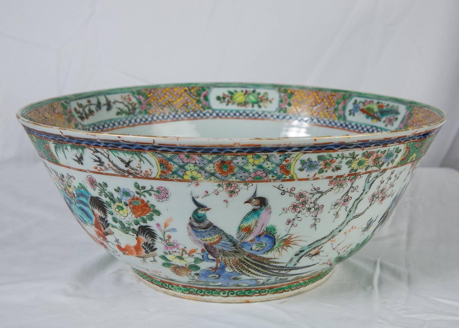19th Century Antique Chinese Porcelain Punch Bowl