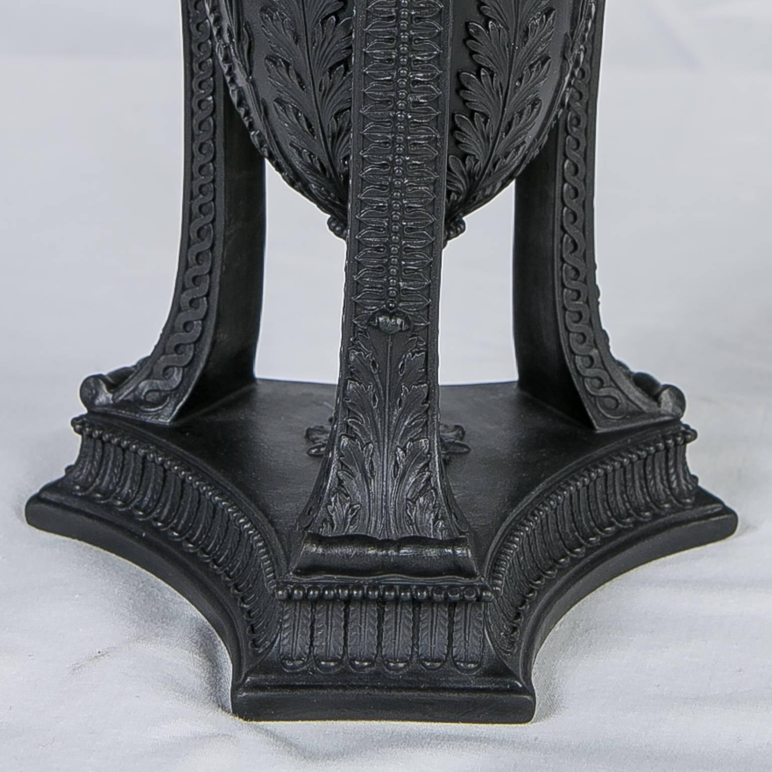 Pair of Wedgwood Black Basalt Urns In Excellent Condition In Katonah, NY