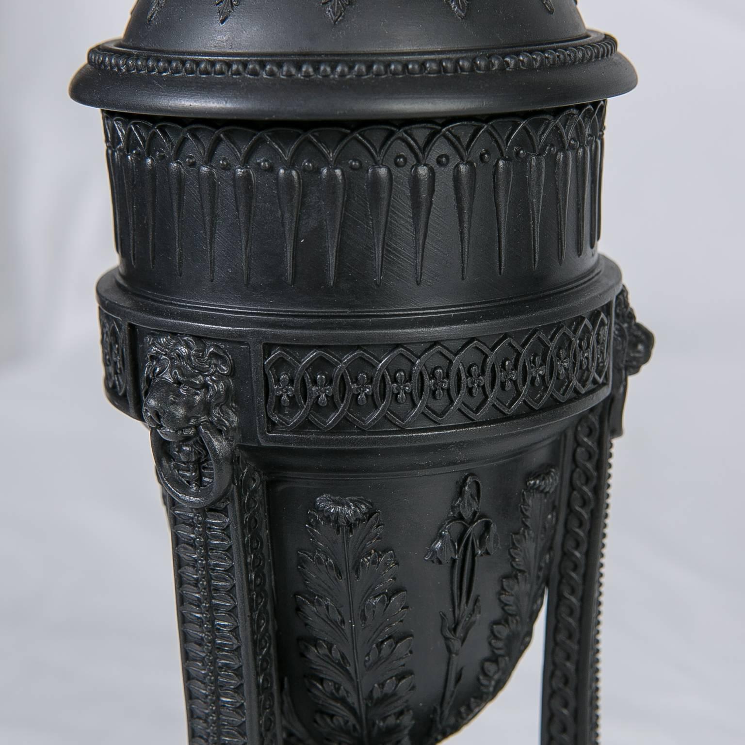 Early 19th Century Pair of Wedgwood Black Basalt Urns