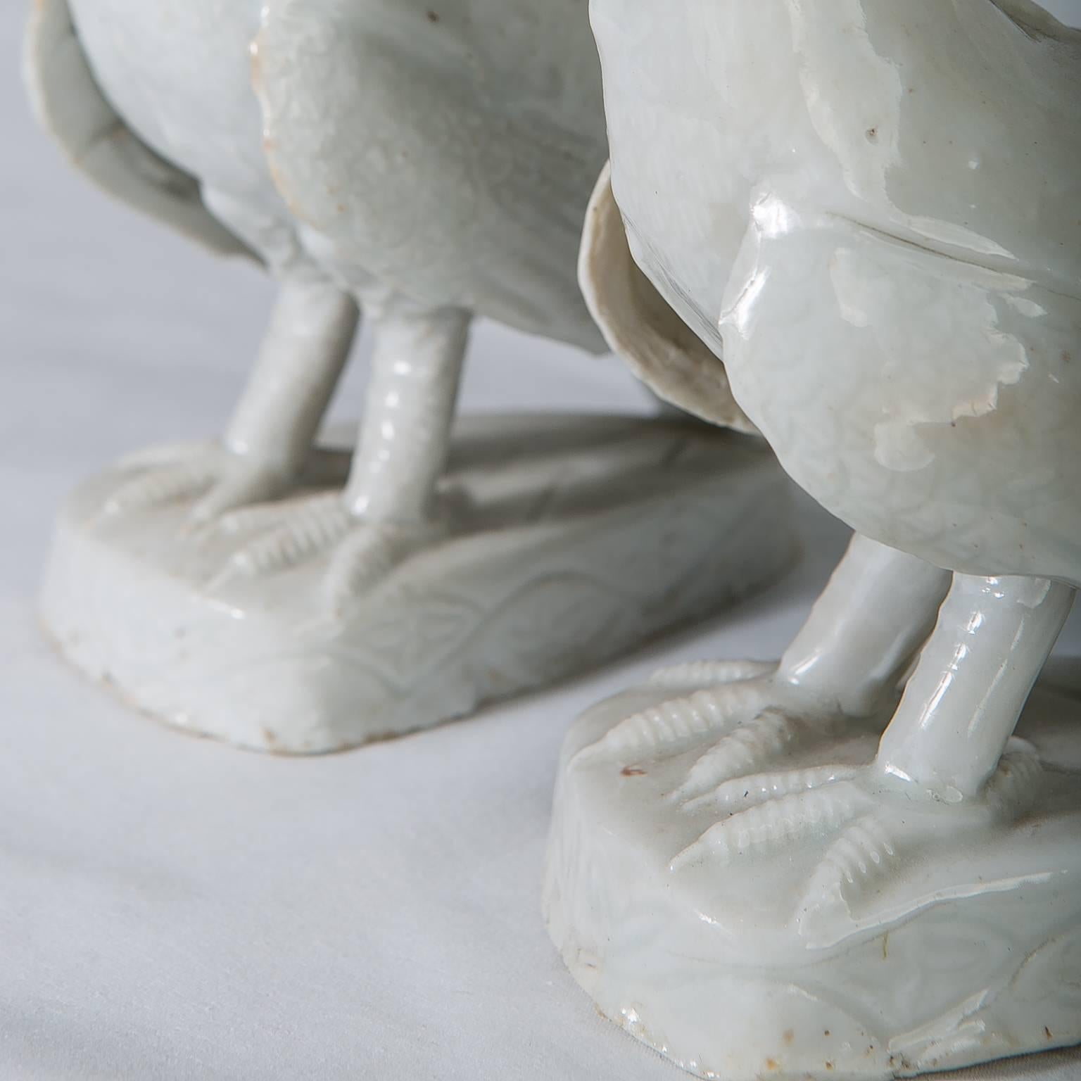 Blanc de Chine Roosters Kangxi Period In Good Condition In Katonah, NY