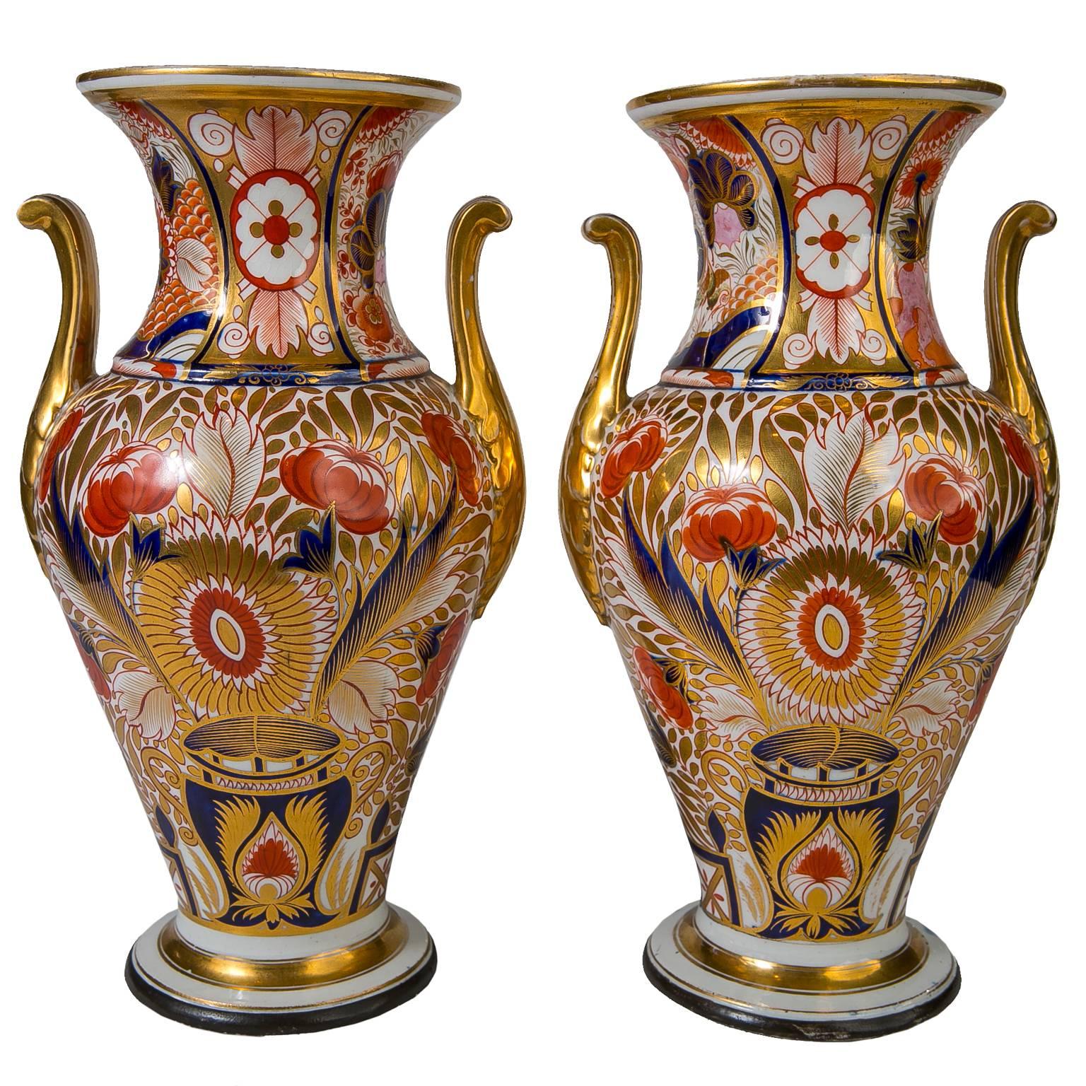 Pair of Imari Vases Coalport Admiral Nelson Pattern