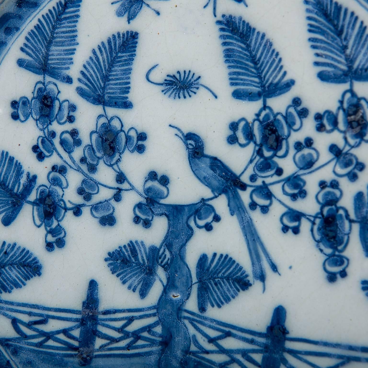Chinoiserie Pair Delft Blue and White Chargers