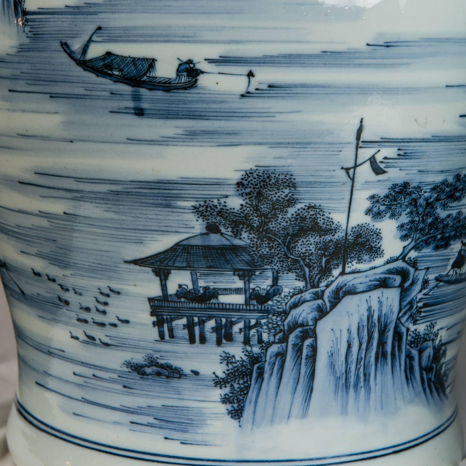 19th Century Blue and White Porcelain Ginger Jars