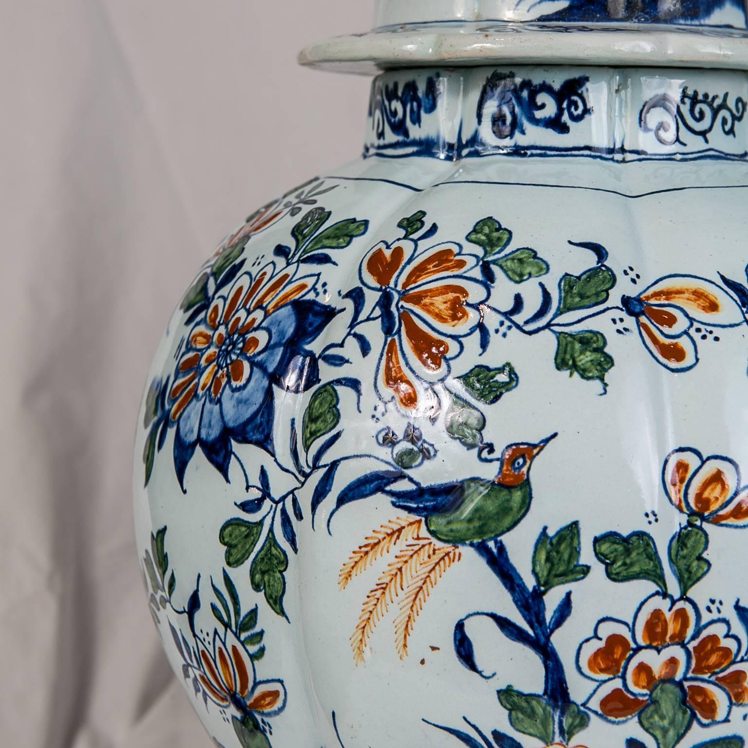 Dutch Antique Delft Ginger Jars Polychrome Painted