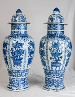 Blue and White Porcelain Ginger Jars Antique Chinese