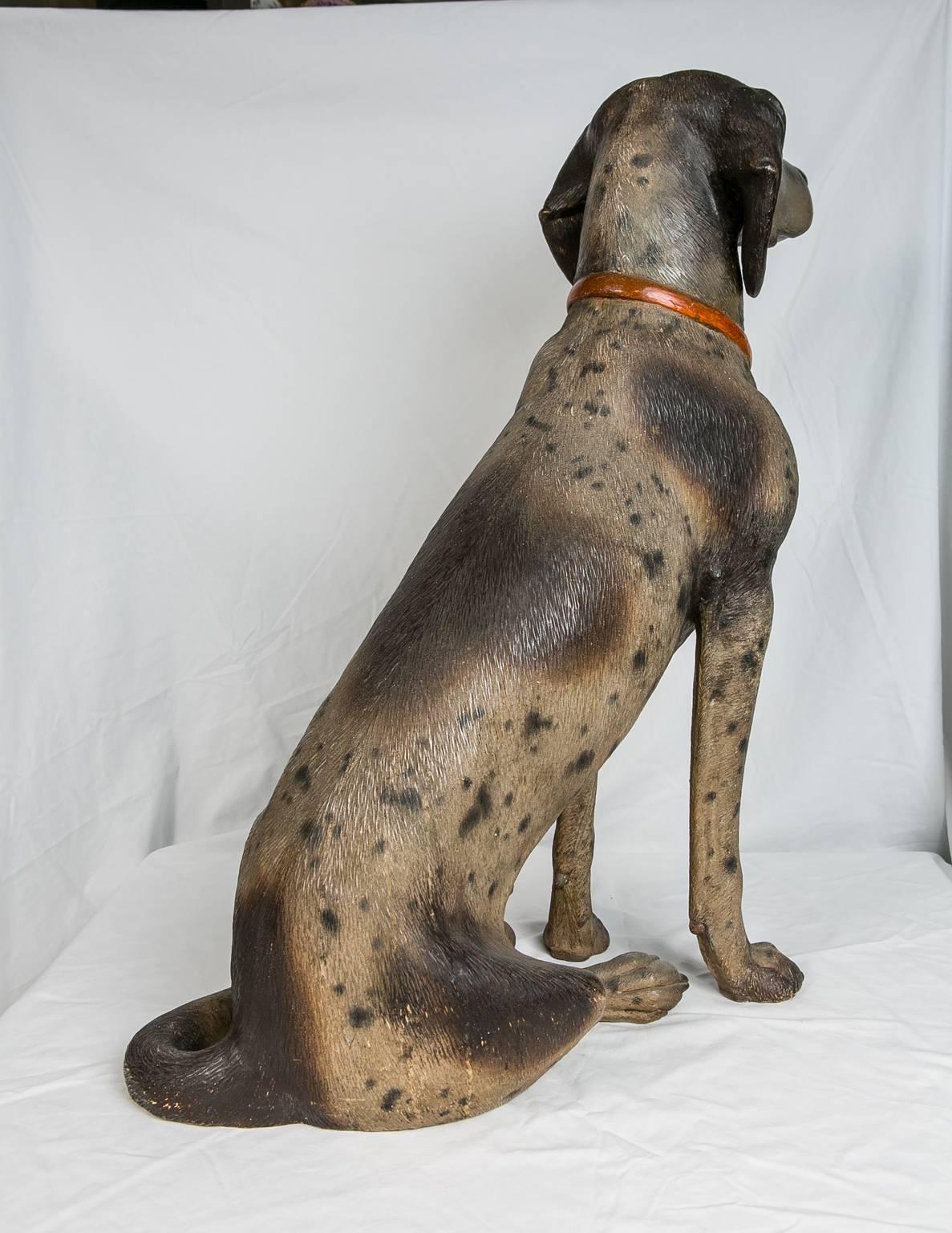 Terracotta Austrian Hound Lifesize Cold Painted Antique