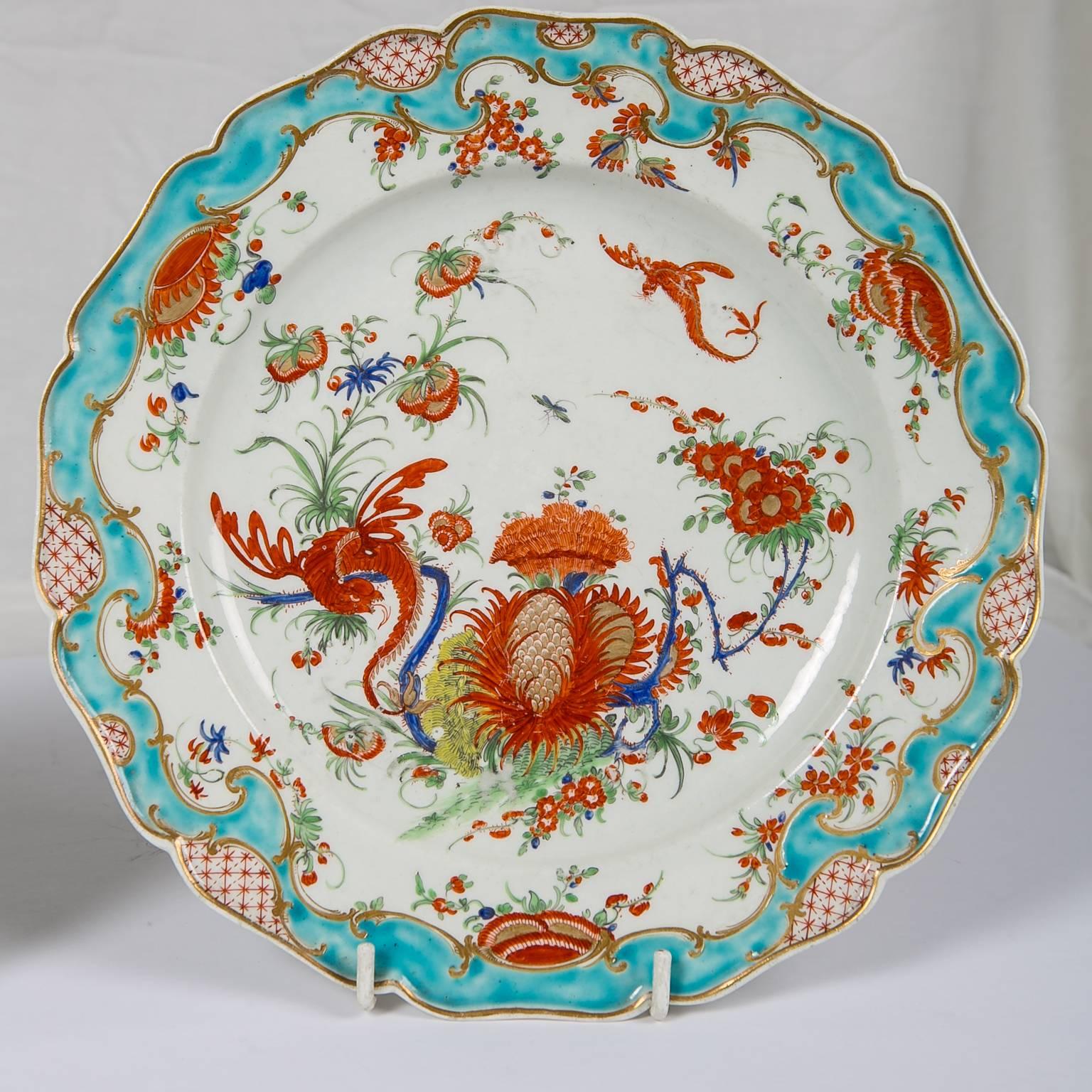 Neoclassical First Period Worcester Porcelain Dishes a Pair in the Jabberwocky Pattern