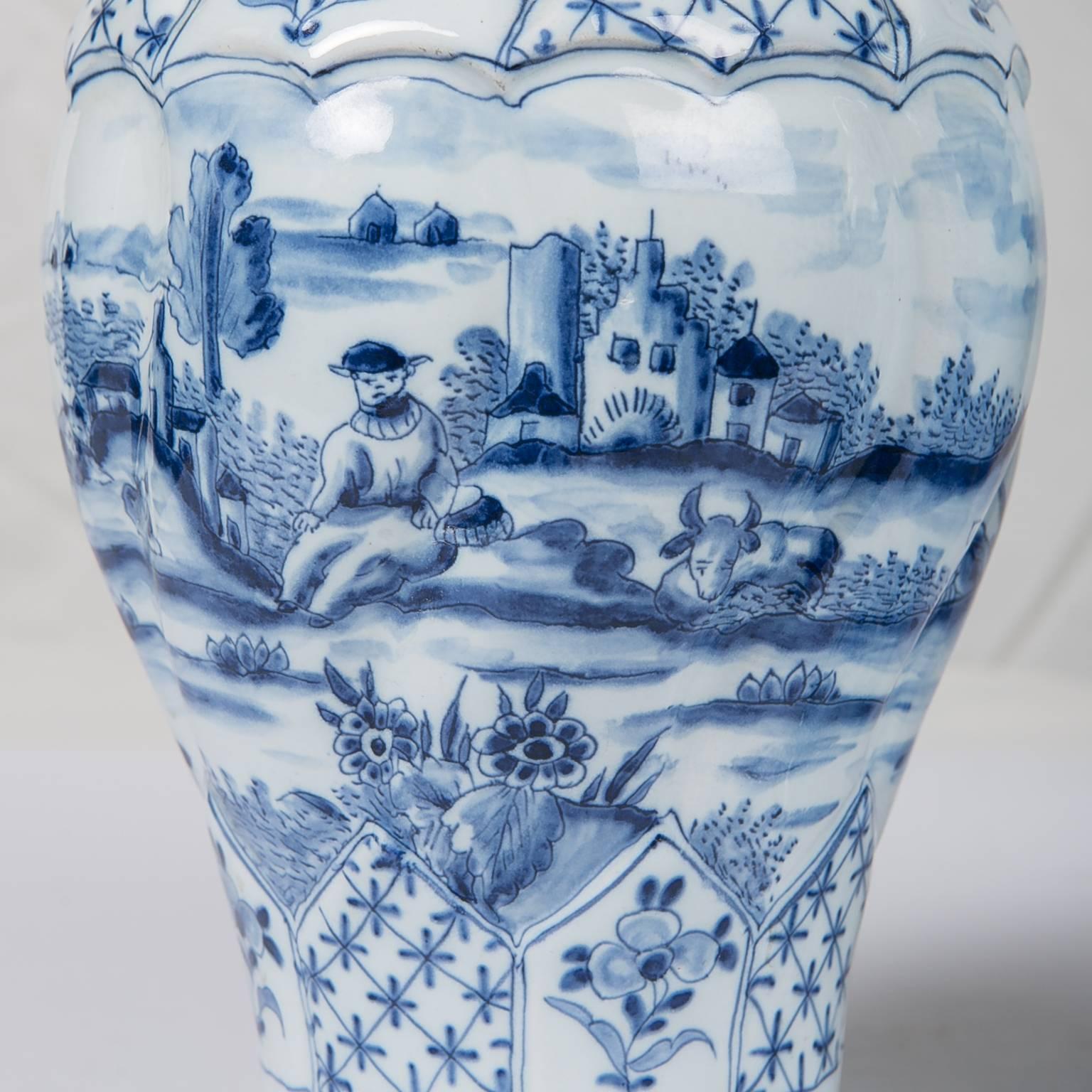 Rococo Blue and White Delft Vases