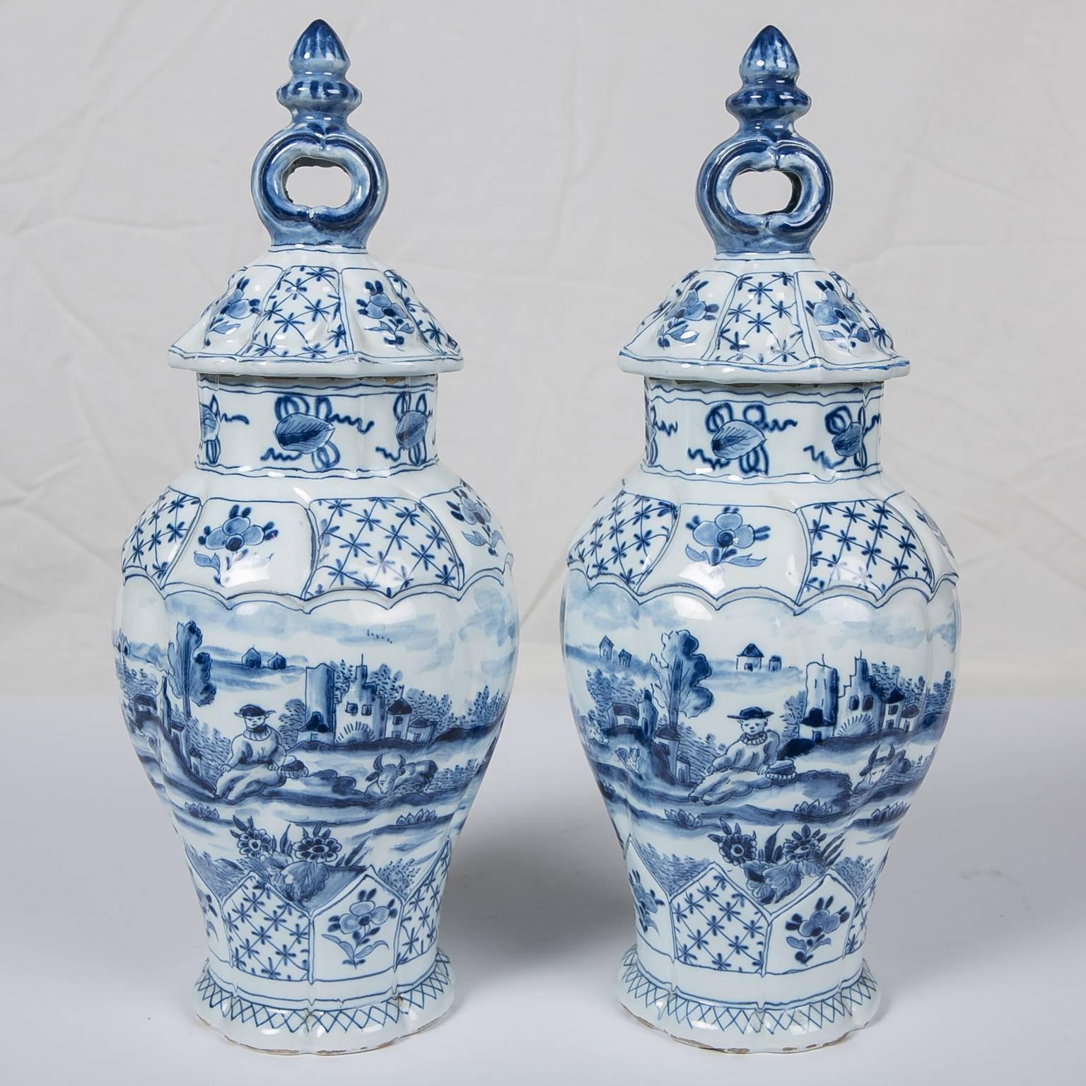 Blue and White Delft Vases 3