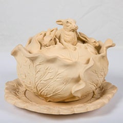 Game Pie Dish Decorated with Four Rabbits by William Schiller & Sons circa 1880
