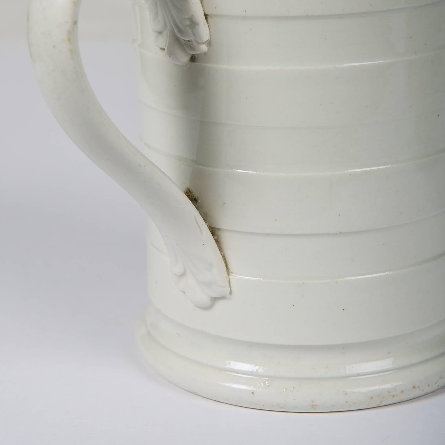 White Creamware Banded Mug In Excellent Condition In Katonah, NY