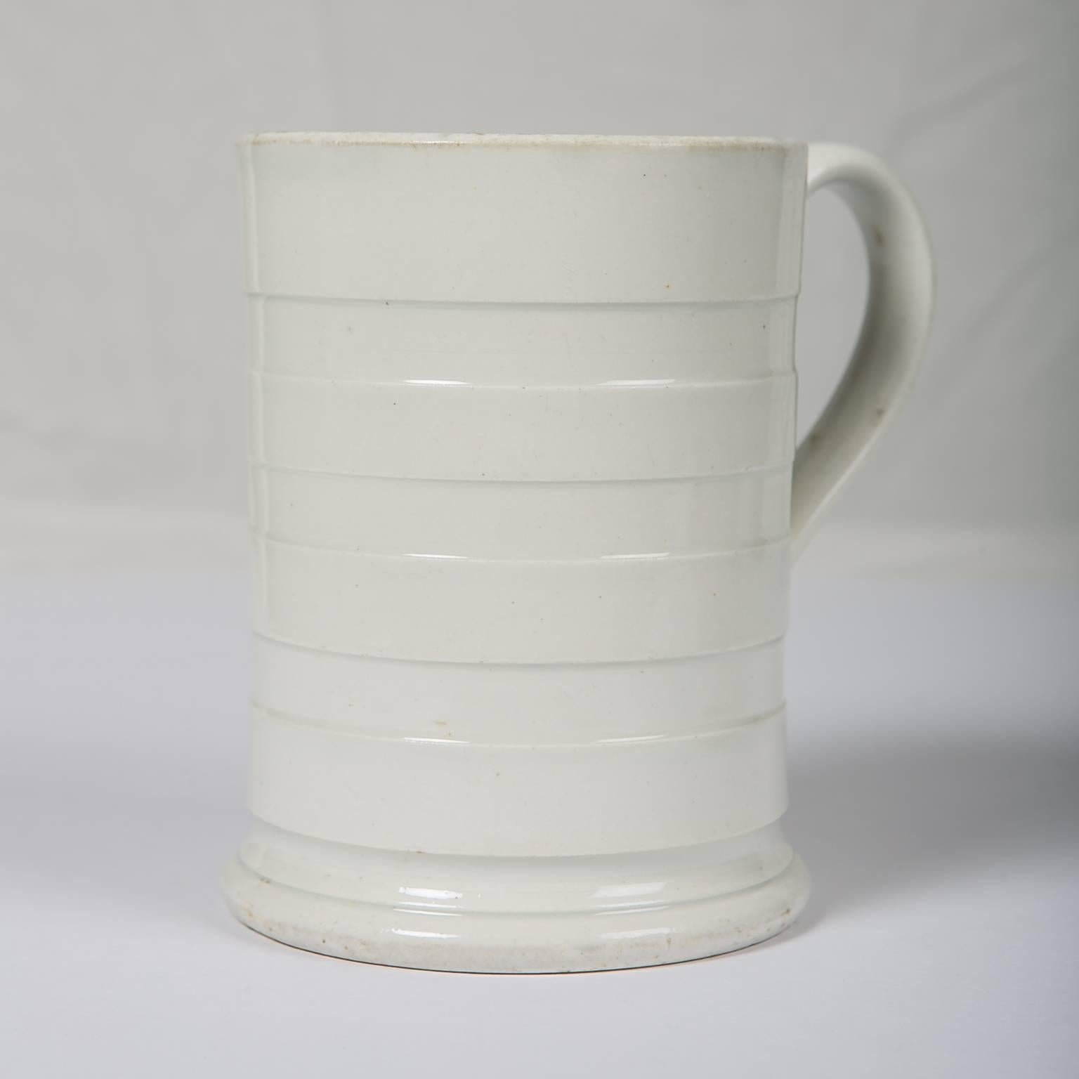 19th Century White Creamware Banded Mug