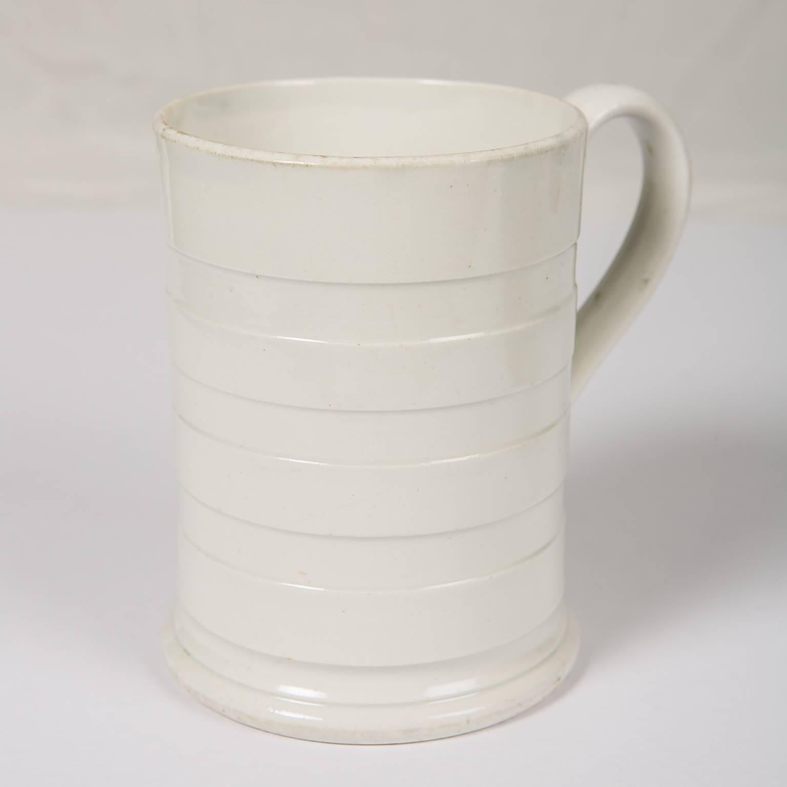 White Creamware Banded Mug 1