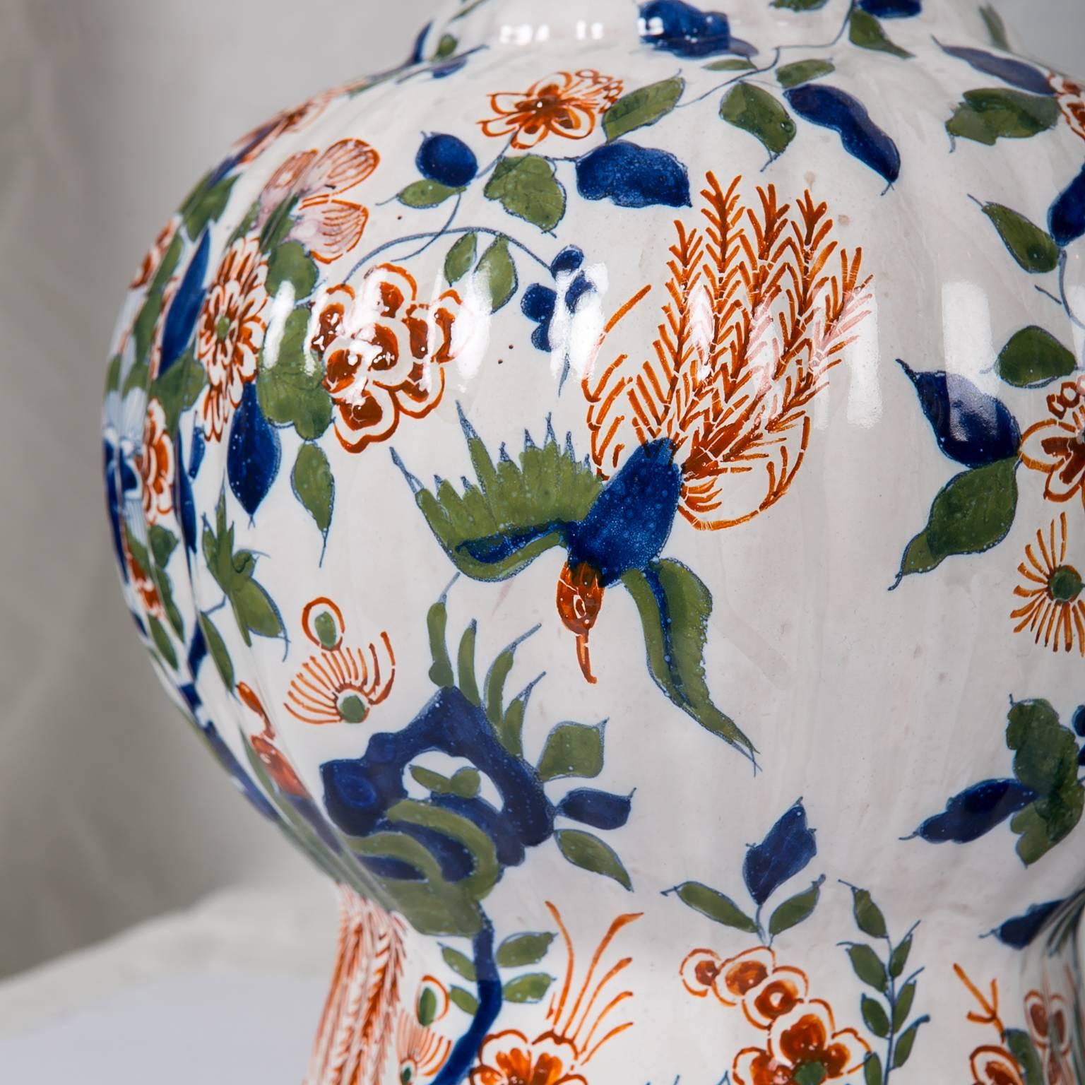 Chinoiserie  Dutch Delft Polychrome Vases A Pair