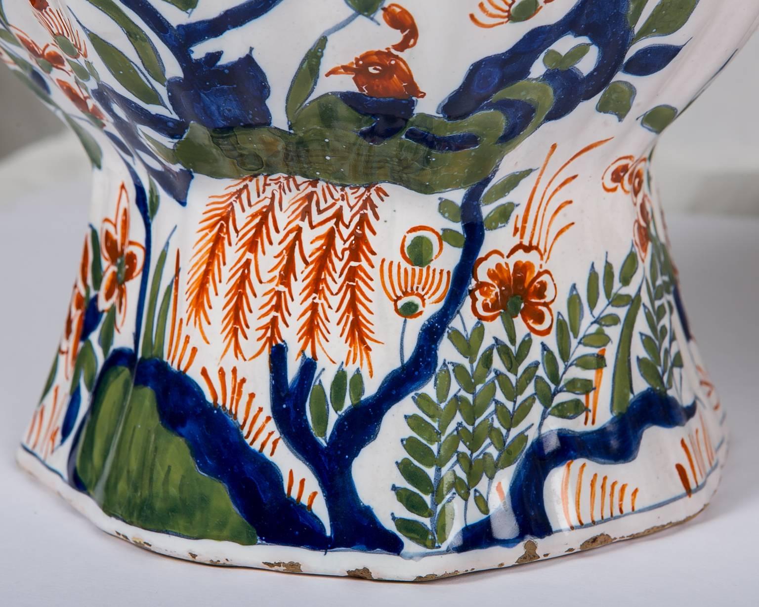 Dutch Delft Polychrome Vases A Pair 1