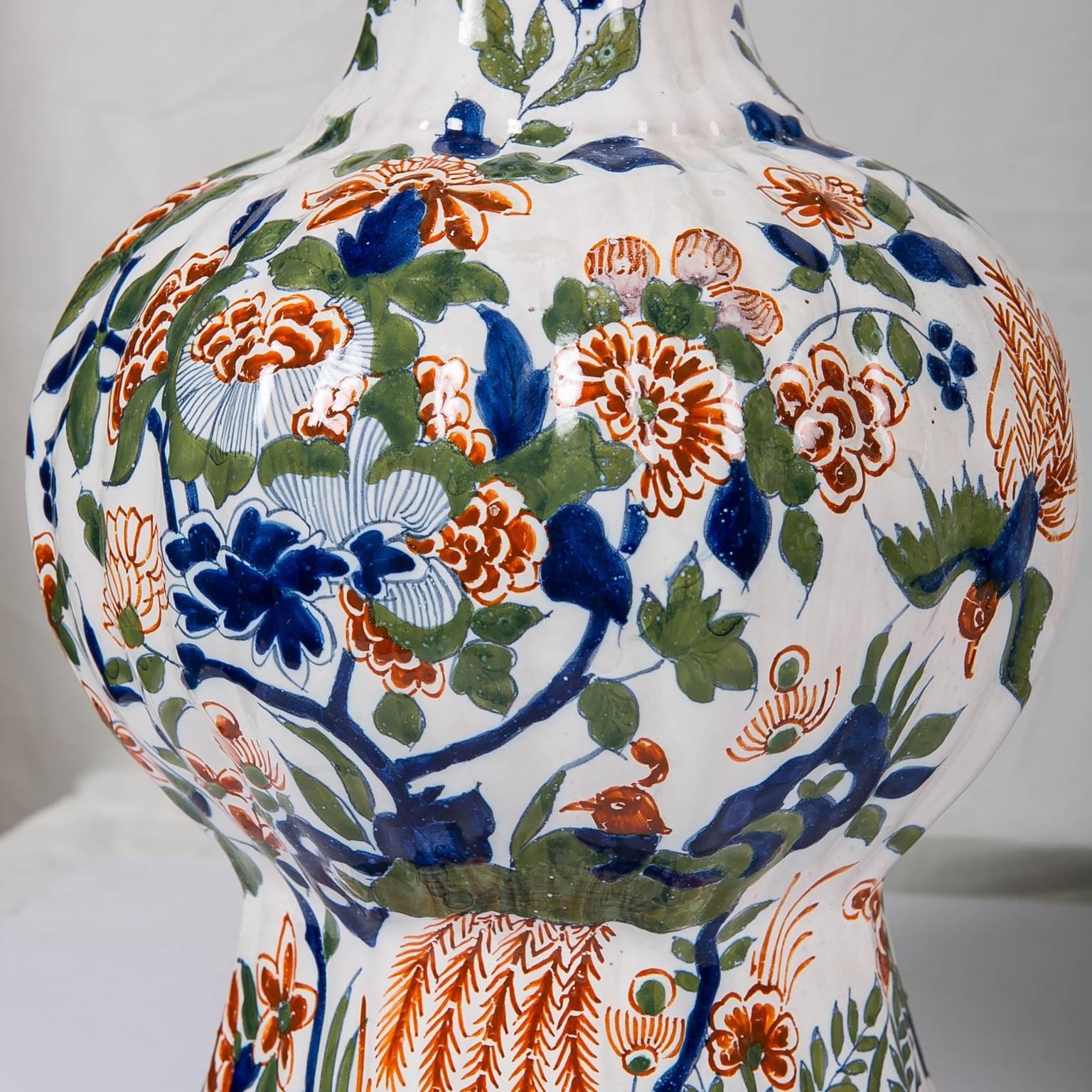 Dutch Delft Polychrome Vases A Pair 2