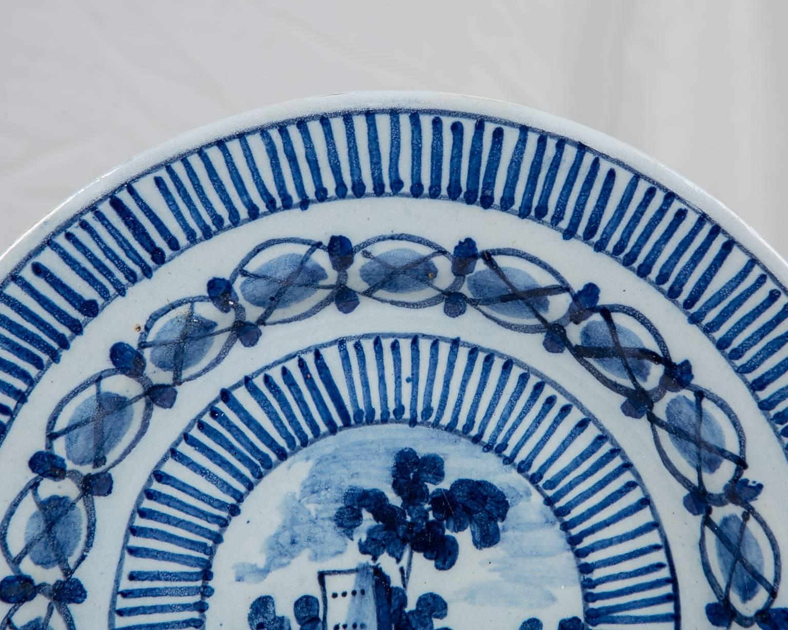 Dutch Pair of Blue and White Delft Plates