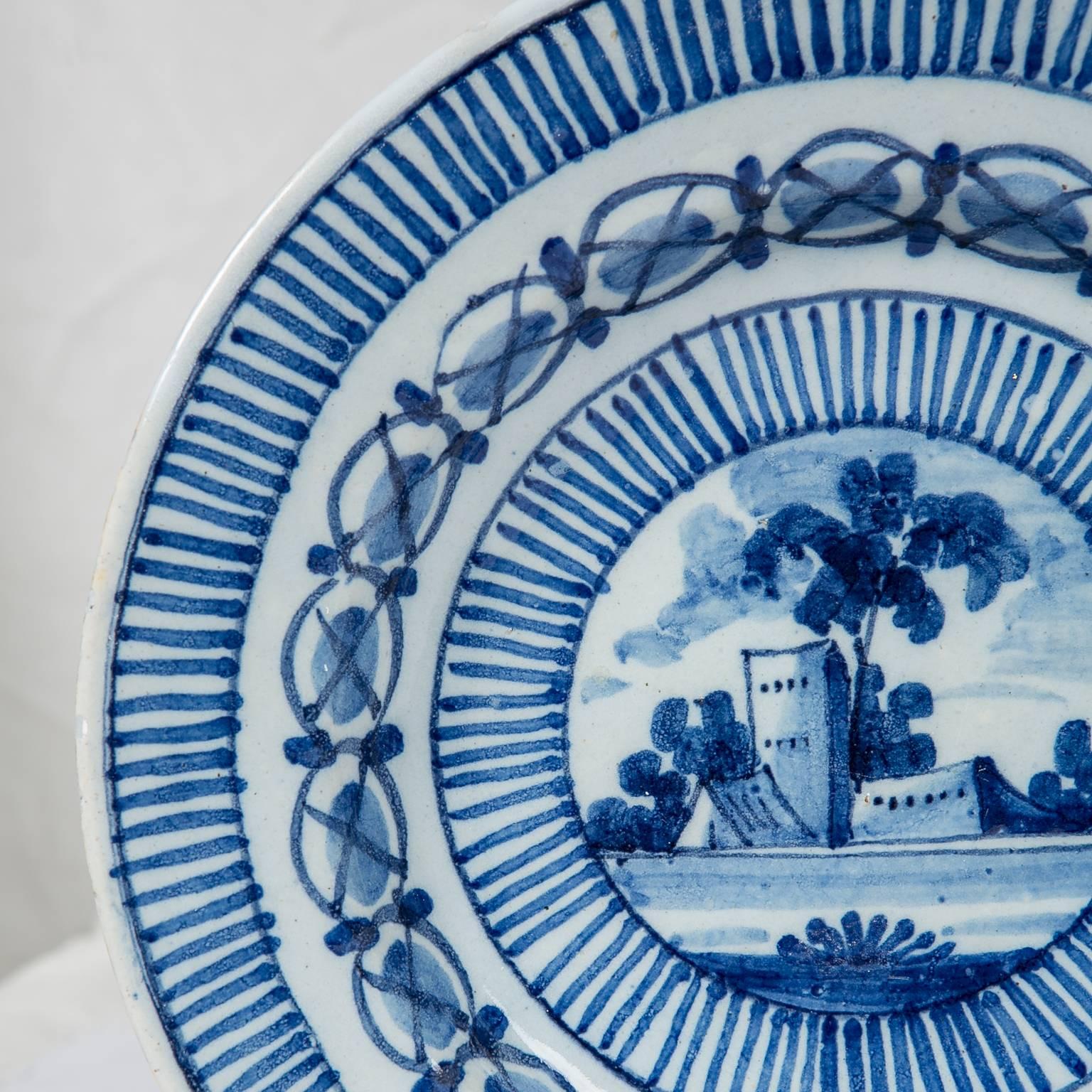 Pair of Blue and White Delft Plates In Excellent Condition In Katonah, NY