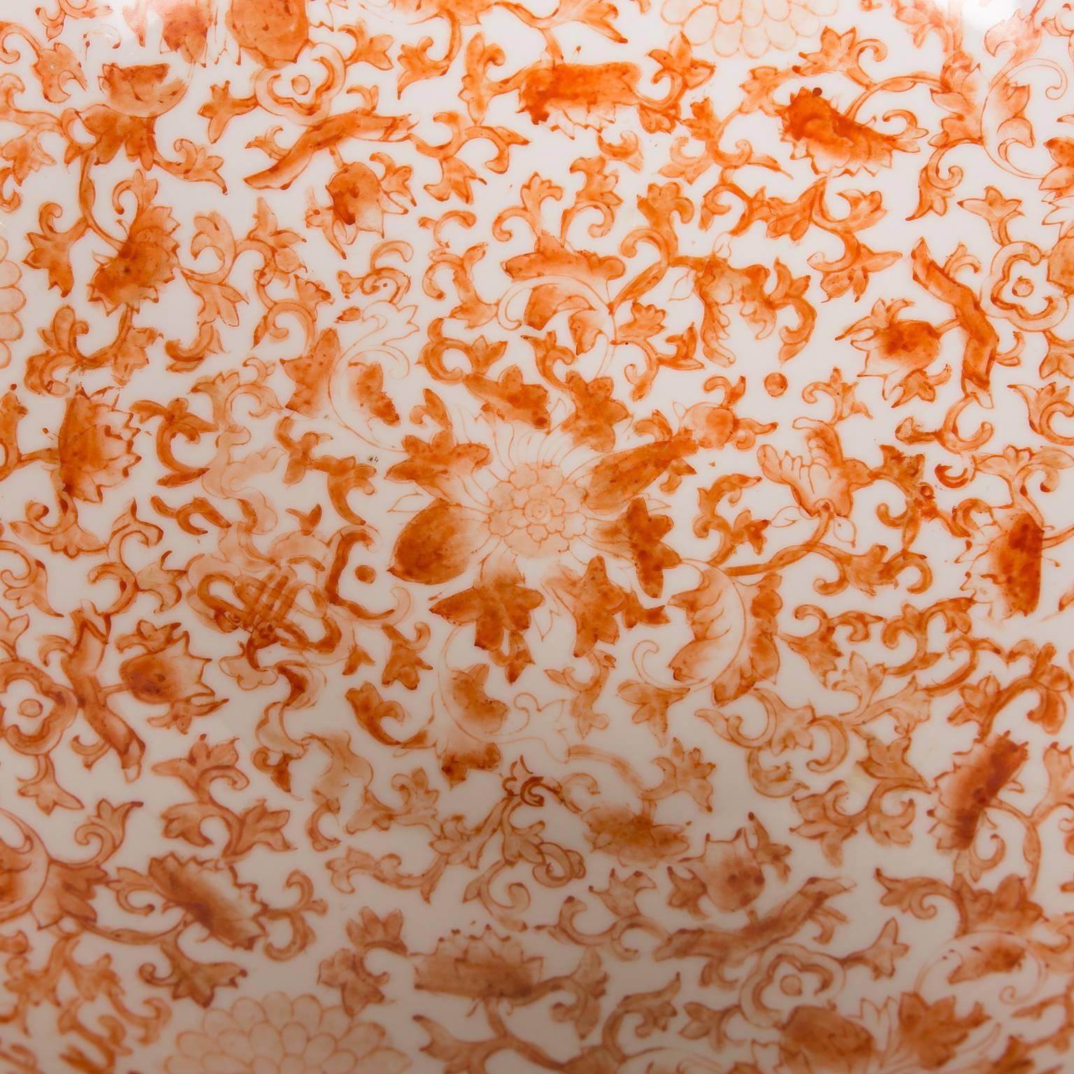 Qing Orange Chinese Porcelain Punch Bowl