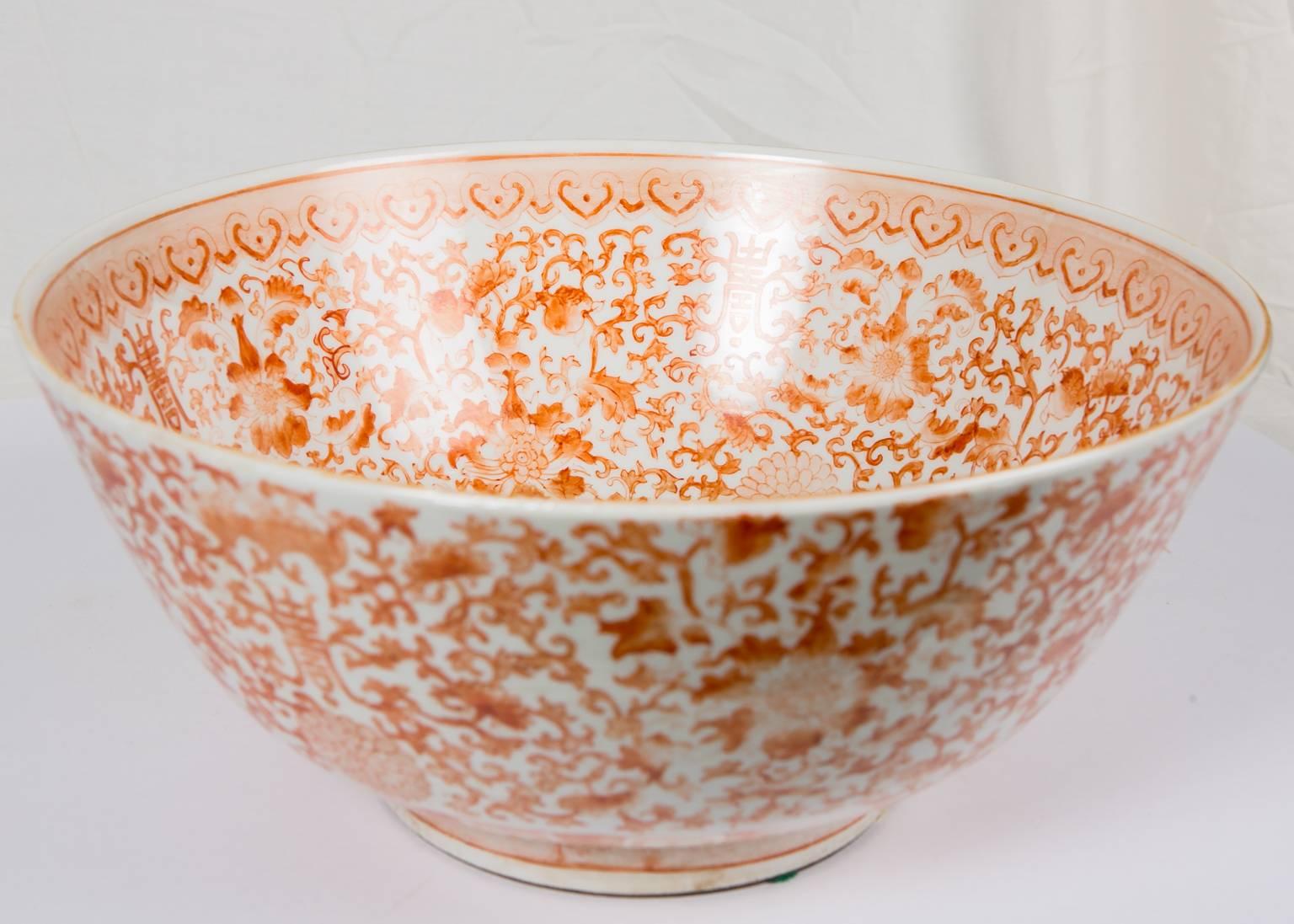 Orange Chinese Porcelain Punch Bowl 2