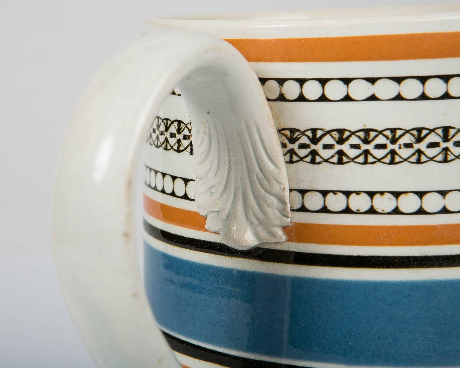 Creamware Teal and Orange Mug