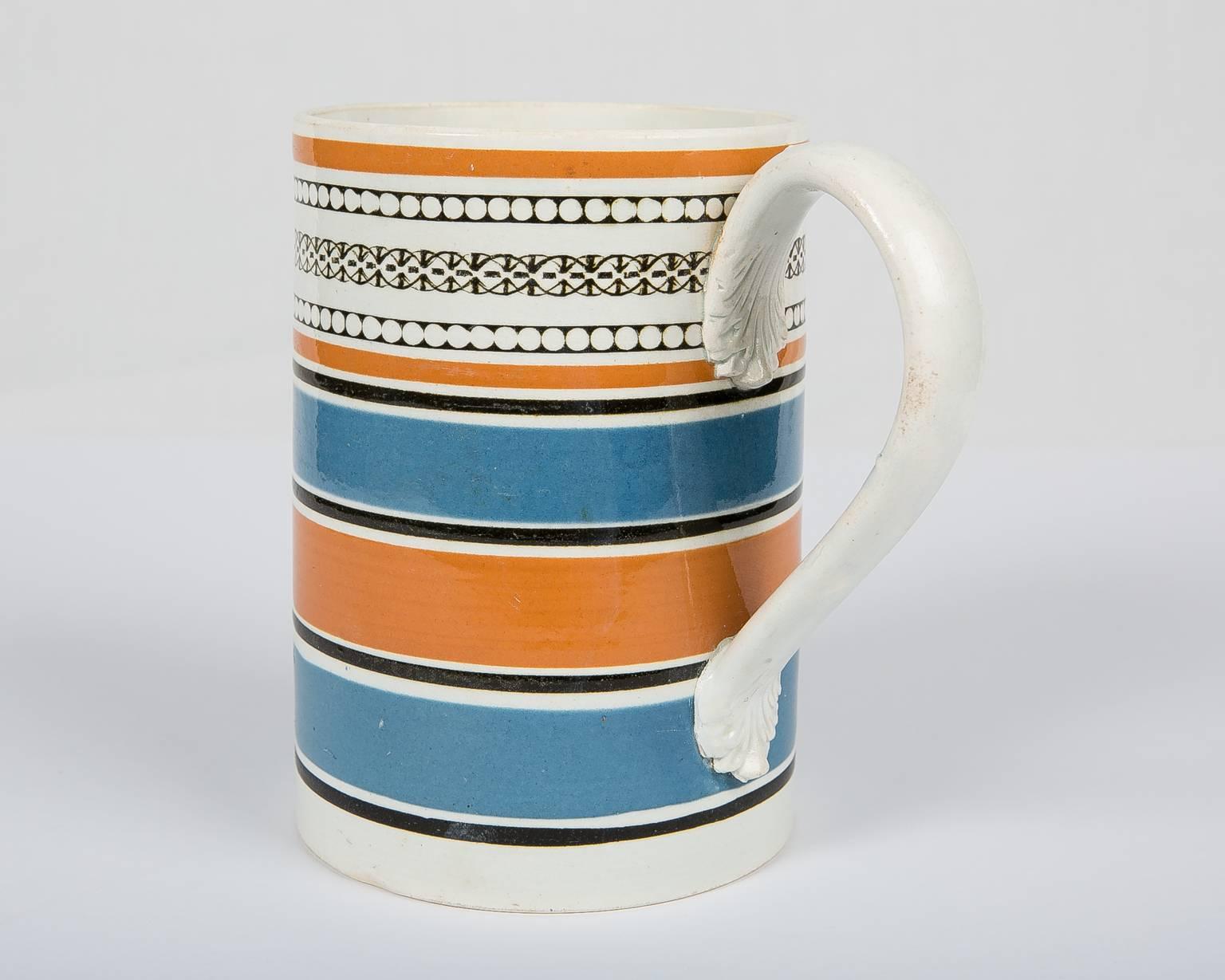 Folk Art Teal and Orange Mug