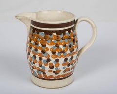 Antique Mochaware Pottery Jug Decorated with Slip