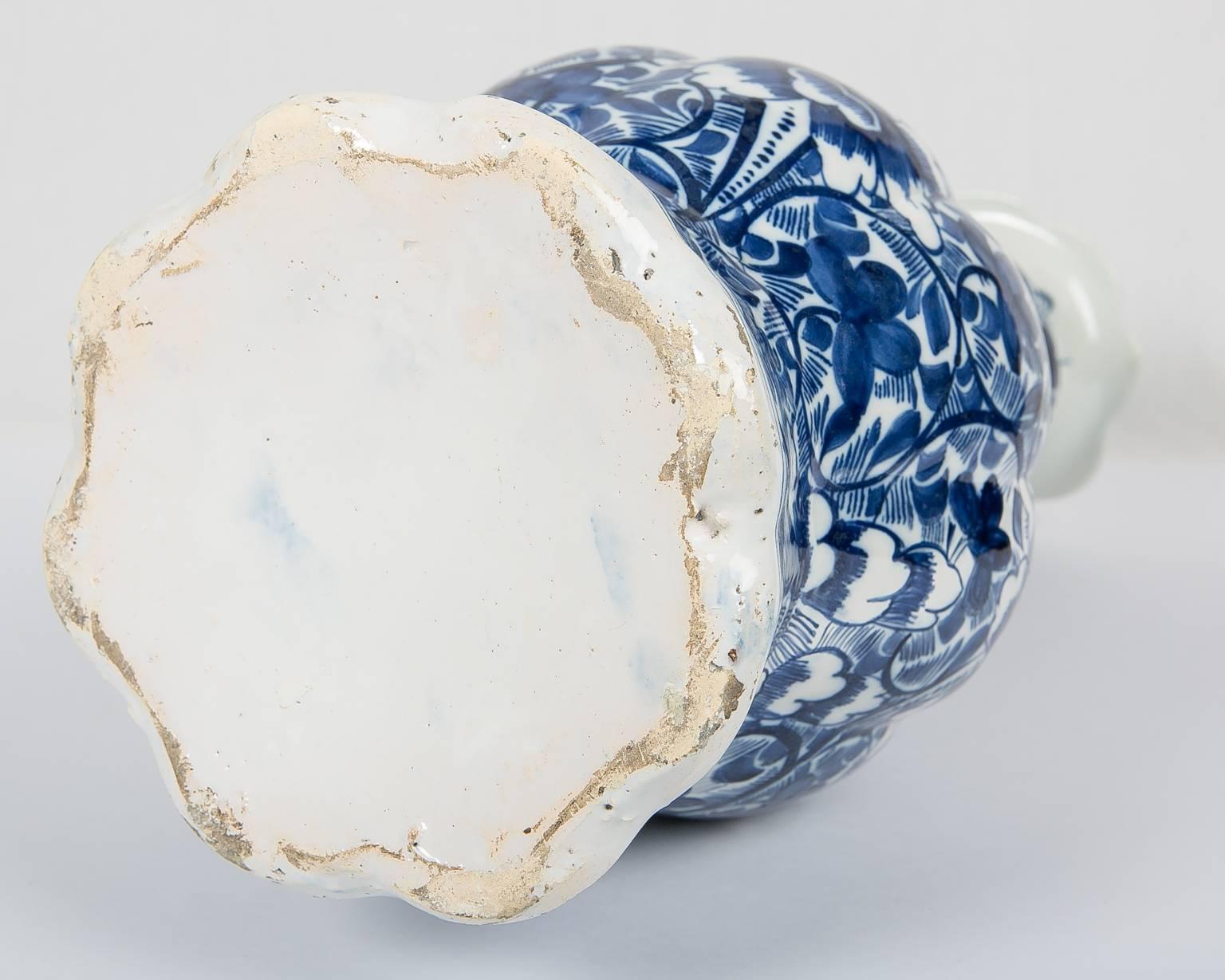 Pair Delft Blue and White Vases 18th Century 2