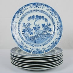 Blue and White Chinese Export Plates a Set of Ten